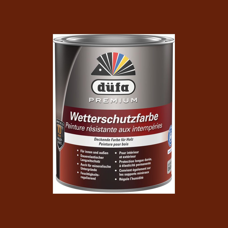 düfa Wetterschutzfarbe Premium Dauerschutzfarbe 750 ml Holzfarbe Holzlack verschiedene Farben, Langzeitschutz und hoch witterungsbeständig