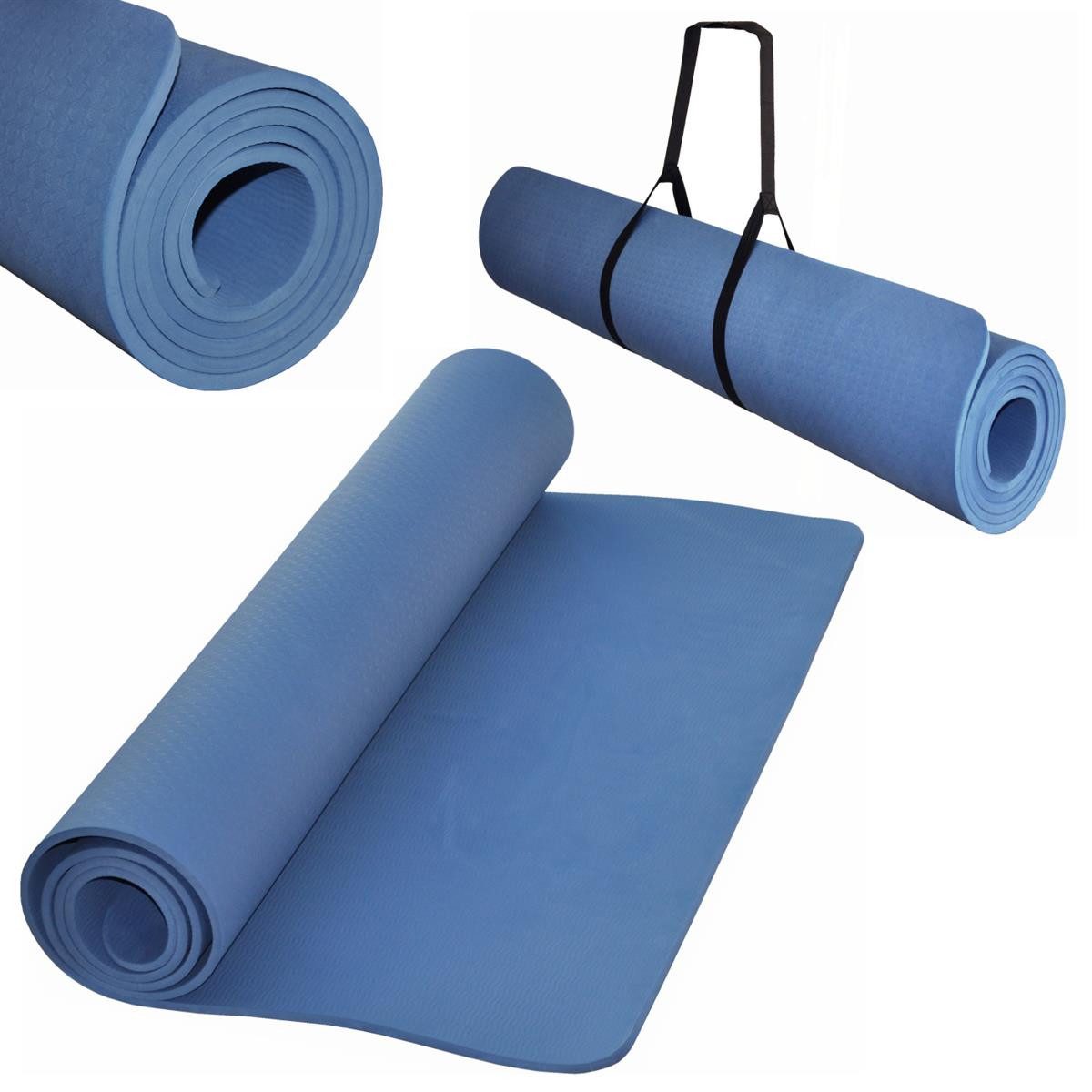 dazikemo Yogamatte XXL Komfort Yogamatte BLAU – Hautfreundlich, gelenkschonend, Premium-Q
