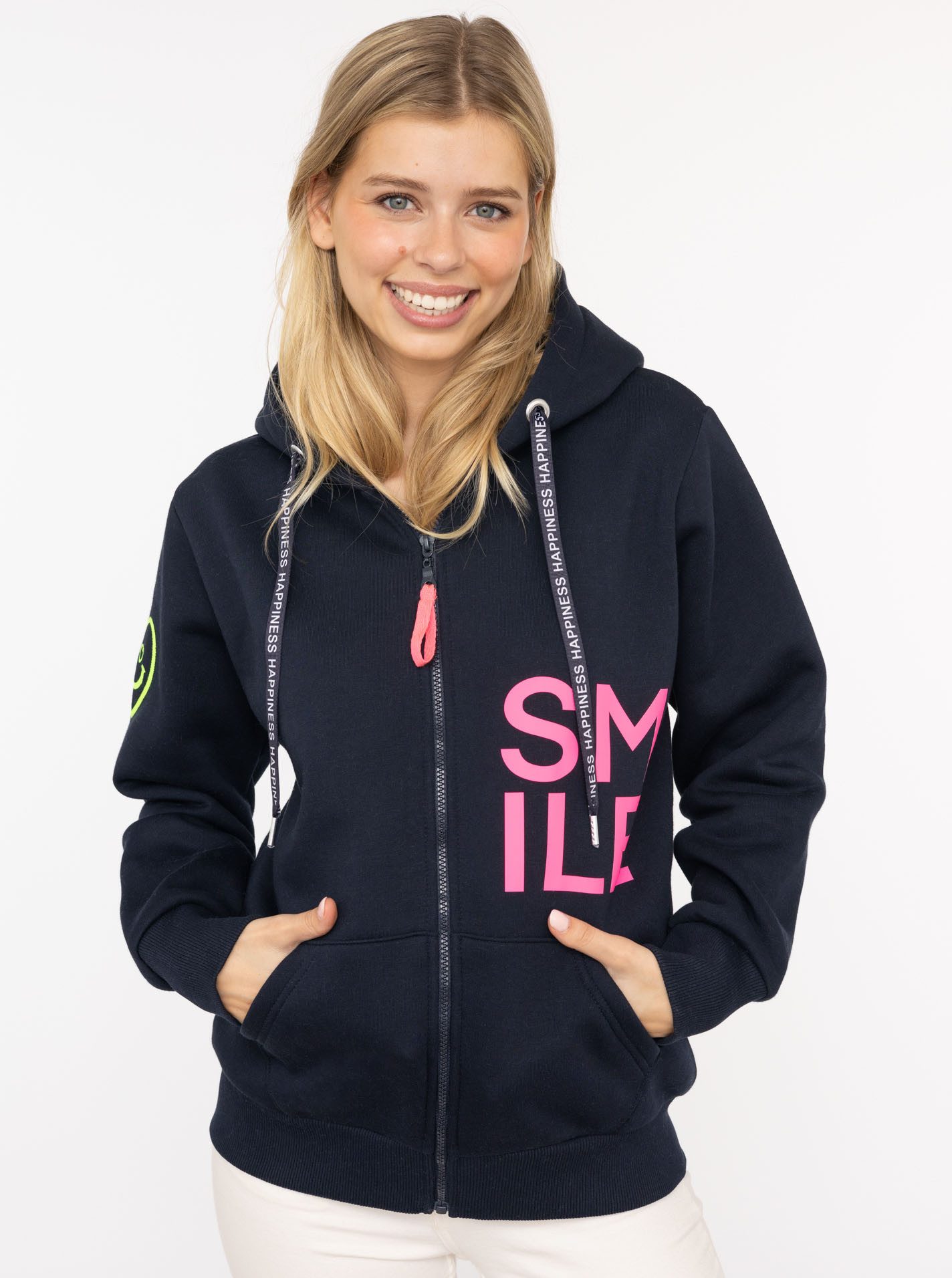 Zwillingsherz Kapuzensweatjacke "Alissa" mit SMILE, gesticktem günstig online kaufen