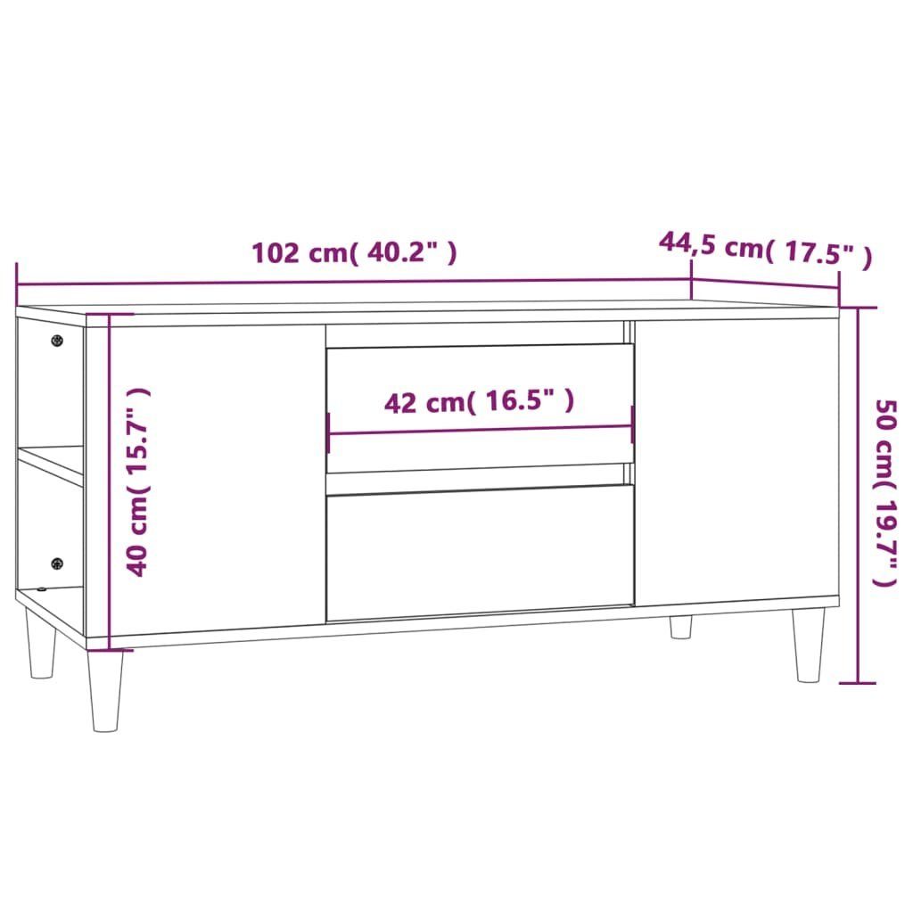 TV-Schrank Räuchereiche cm Holzwerkstoff 102x44,5x50 Ferns TV-Schrank vidaXL TV-Lowboard