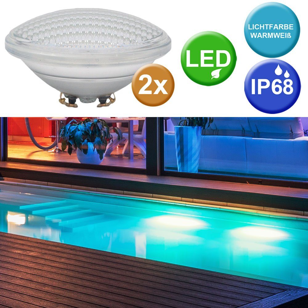 Pool Swimming PAR56 Becken Leuchtmittel etc-shop LED LED-Leuchtmittel, Set Schwimm 2er