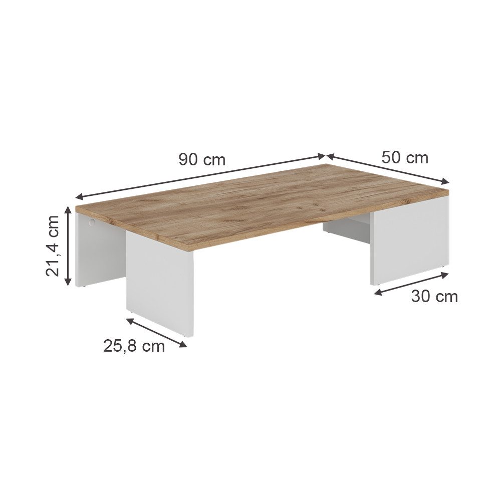 Vicco Couchtisch Hardi, Weiß/Goldkraft Eiche, 90 günstig online kaufen