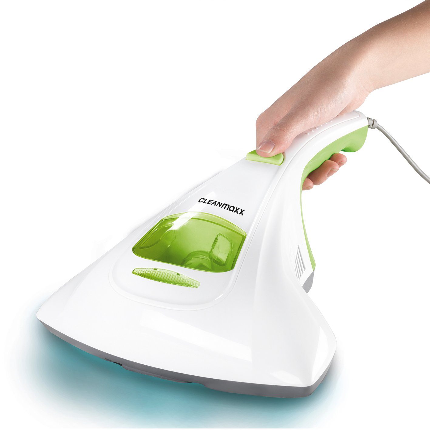 CLEANmaxx Matratzenreinigungsgerät Weiß/Limegreen UV-C-Licht 300W mit Milben-Handstaubsauger 