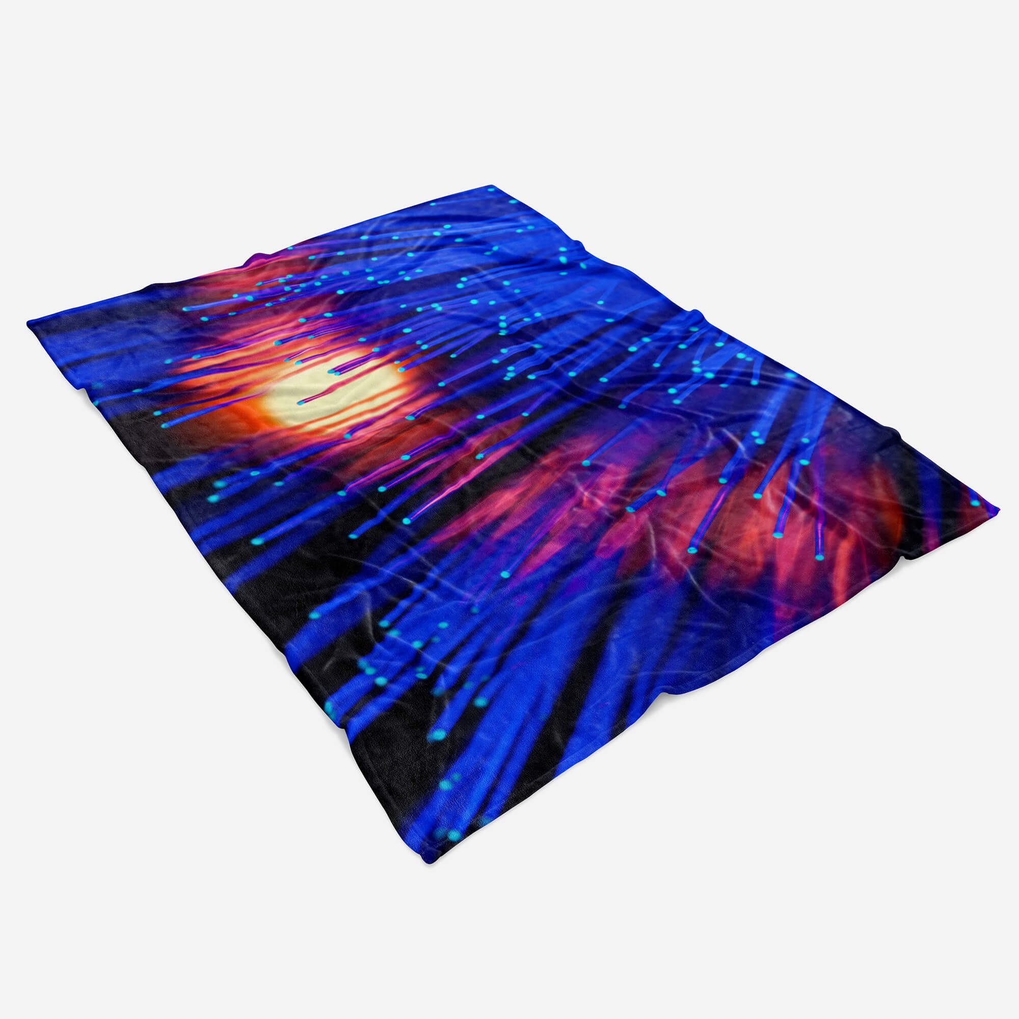 Handtuch mit Kuscheldecke Handtücher Baumwolle-Polyester-Mix Art Fotomotiv (1-St), Saunatuch Sinus Blau 3d Auffallend, Handtuch Strandhandtuch Kunst