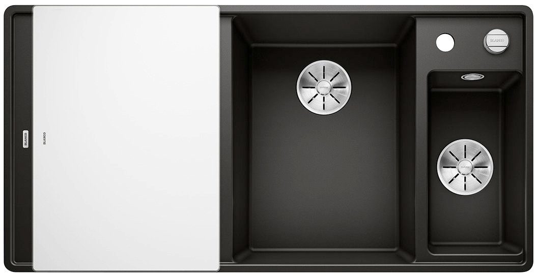 Blanco Granitspüle AXIA III 6 S-F, eckig, 50/99 cm, (1 St), inklusive gratis Glasschneidebrett und Edelstahl-Schale