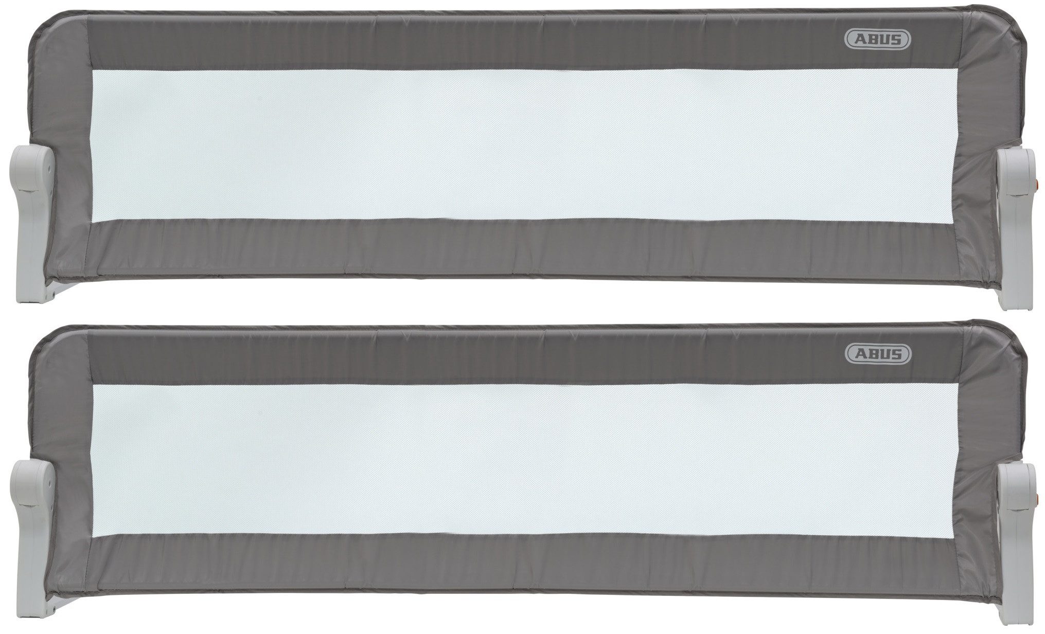 ABUS Bettschutzgitter Bettgitter Eric JC9100 für Kinder, 150 x 42 cm, Grau, 2er Set, Bettgitter für Kinder ab 18 Monaten, 150 cm breit und 42 cm hoch