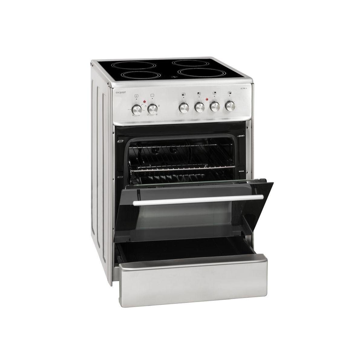 exquisit Elektro-Standherd ECM6-4 Inox, mit Backwagen
