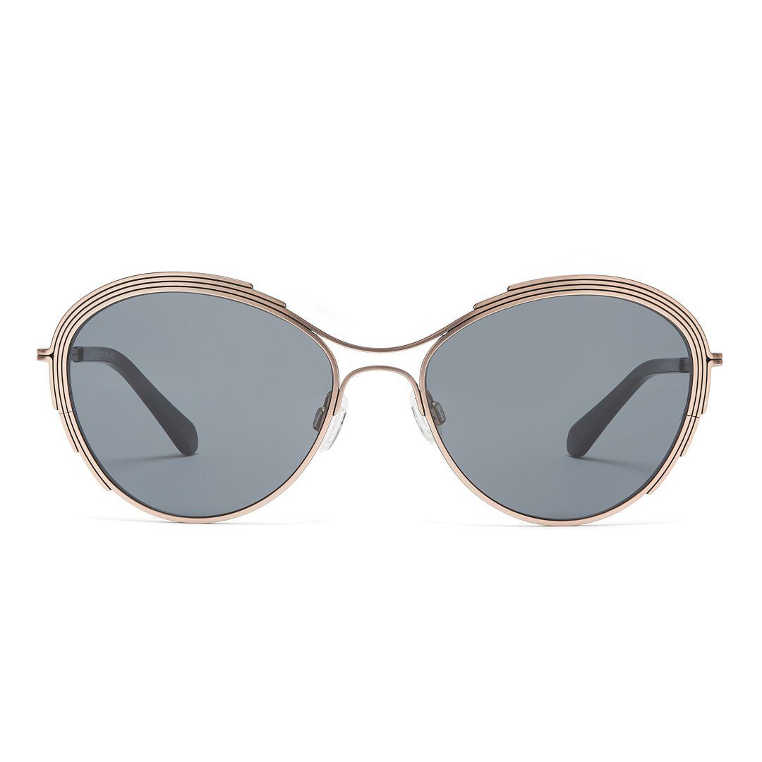 Bonizetti Sonnenbrille Damen Sonnenbrille HONGKONG (134 mm, schwarz gold, 1-St) UV 400, ovale Sonnenbrille