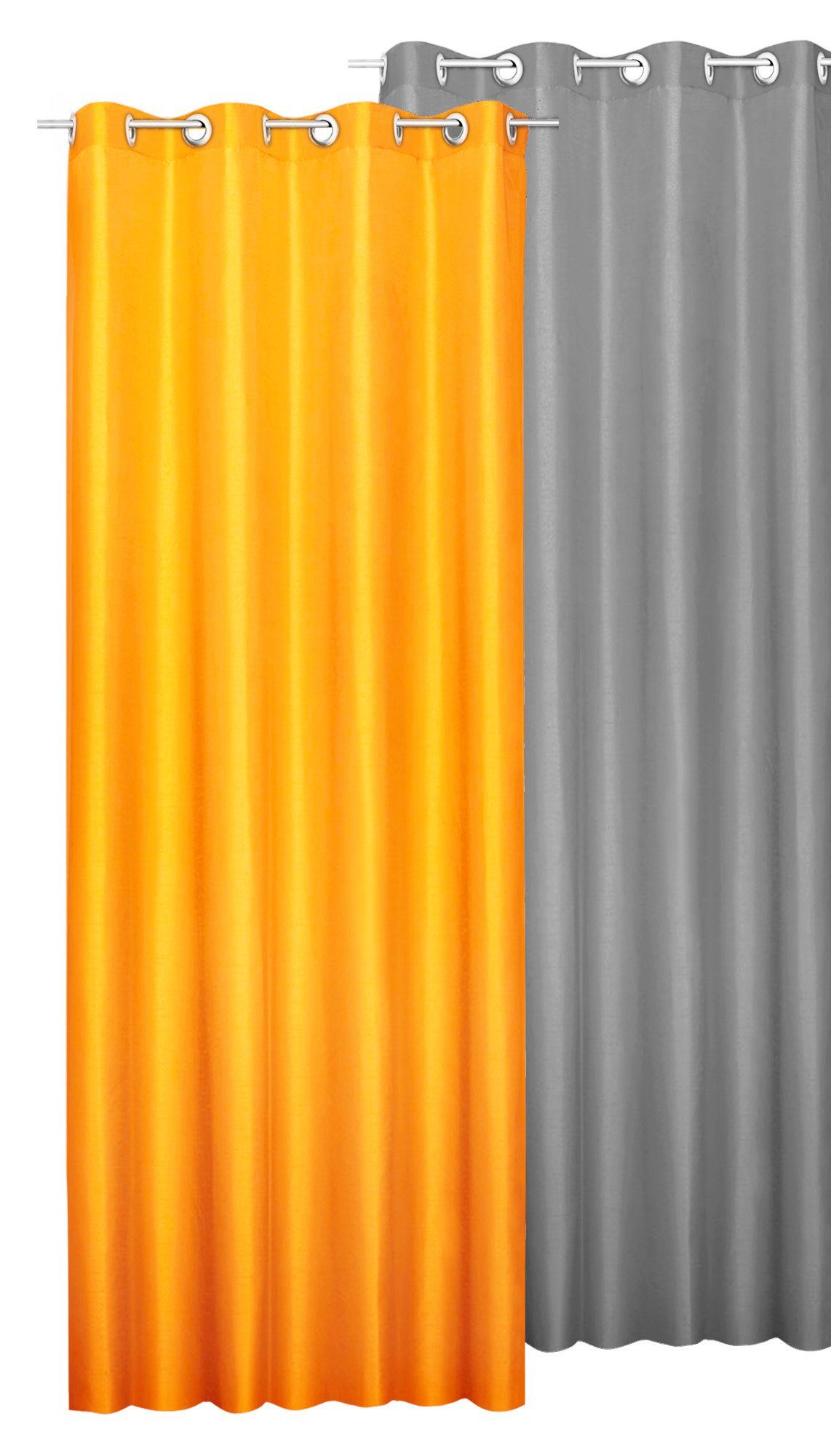 Optik Haus Ösen Gardine (1 Wildseide Polyester Vorhang Deko, gelb und halbtransparent, mit halbtransparent, St), cm 145x245 Gardine Ösen