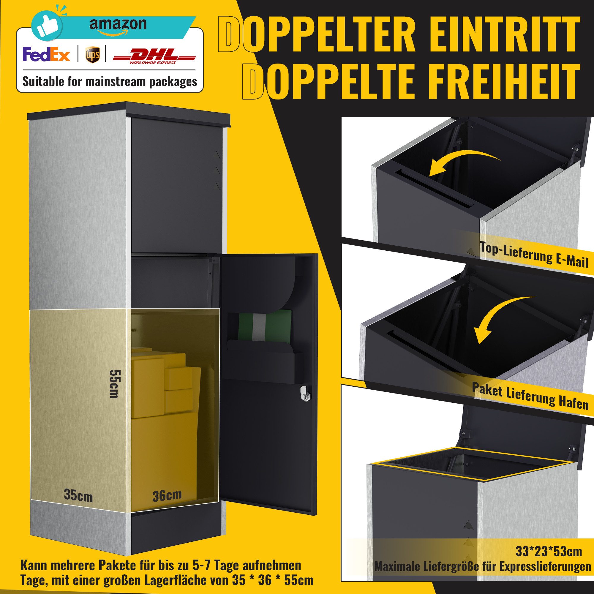 ONDIS24 Paketbox Postbox Briefkasten für Pakete und Briefe mit ...