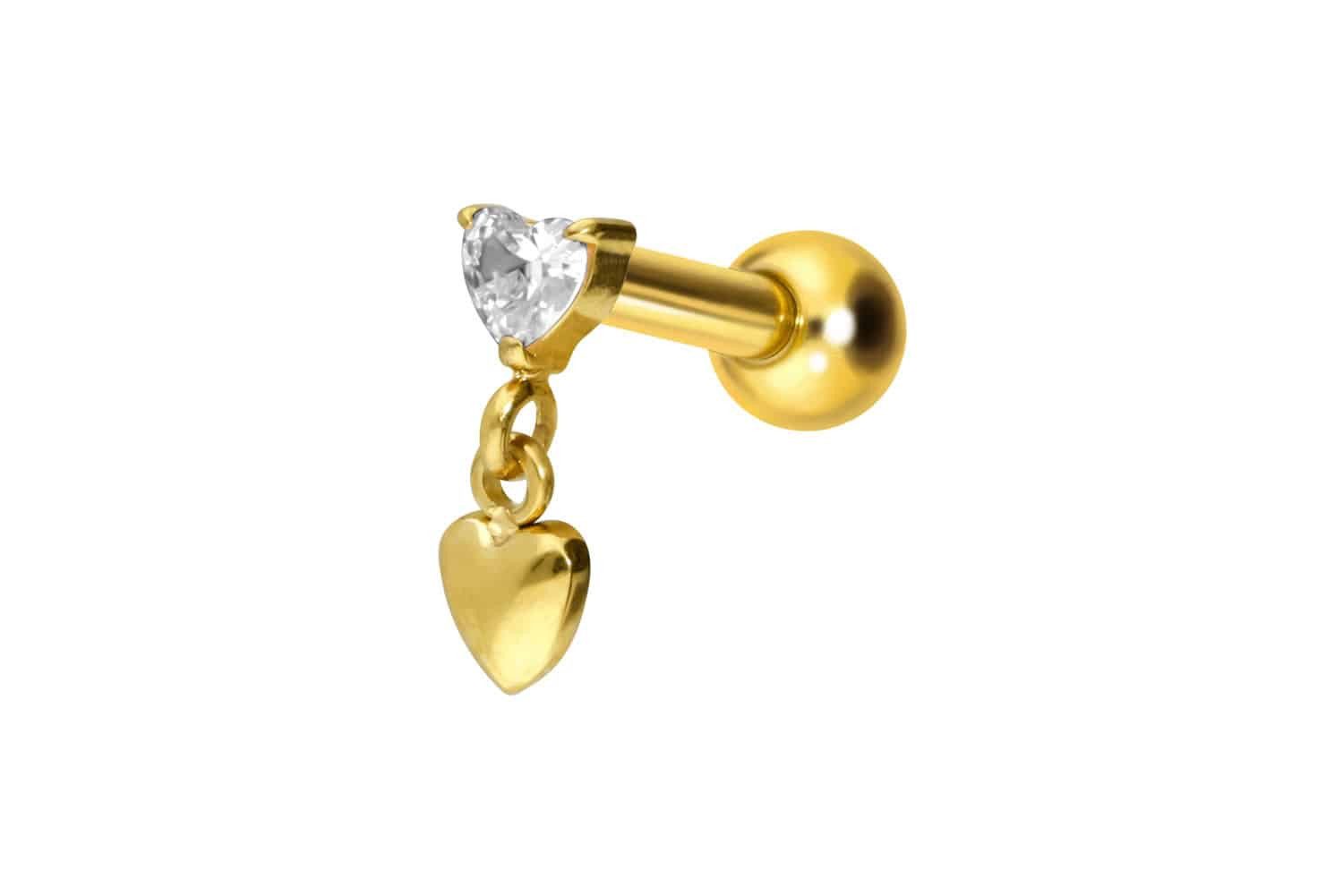 Piercing-Set Titan Ohrpiercing mit Innengewinde 2 HERZEN