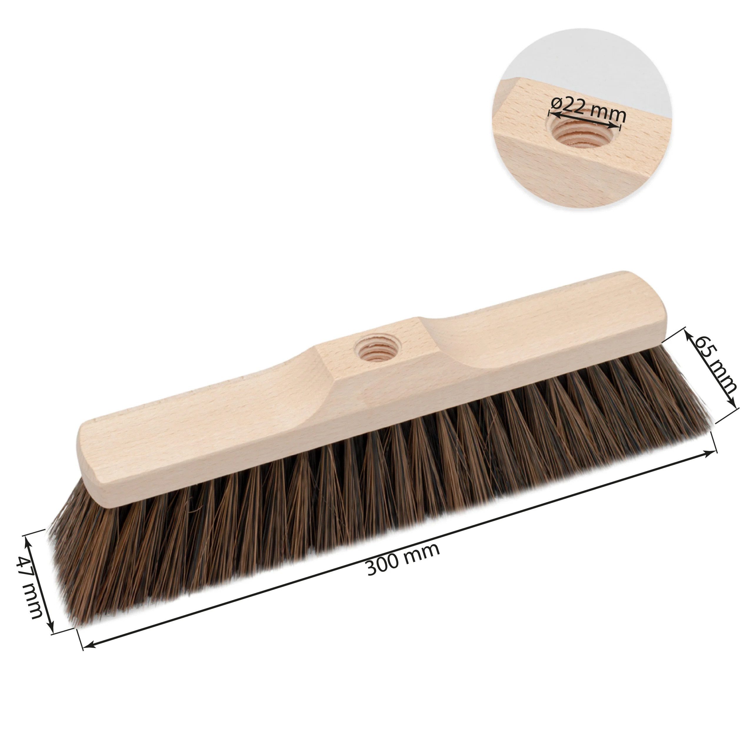 Prima-Online Staubbesen Holz Besenkopf Hausbesen 22 mm Gewinde, mit Stiel, Breite: 30 cm