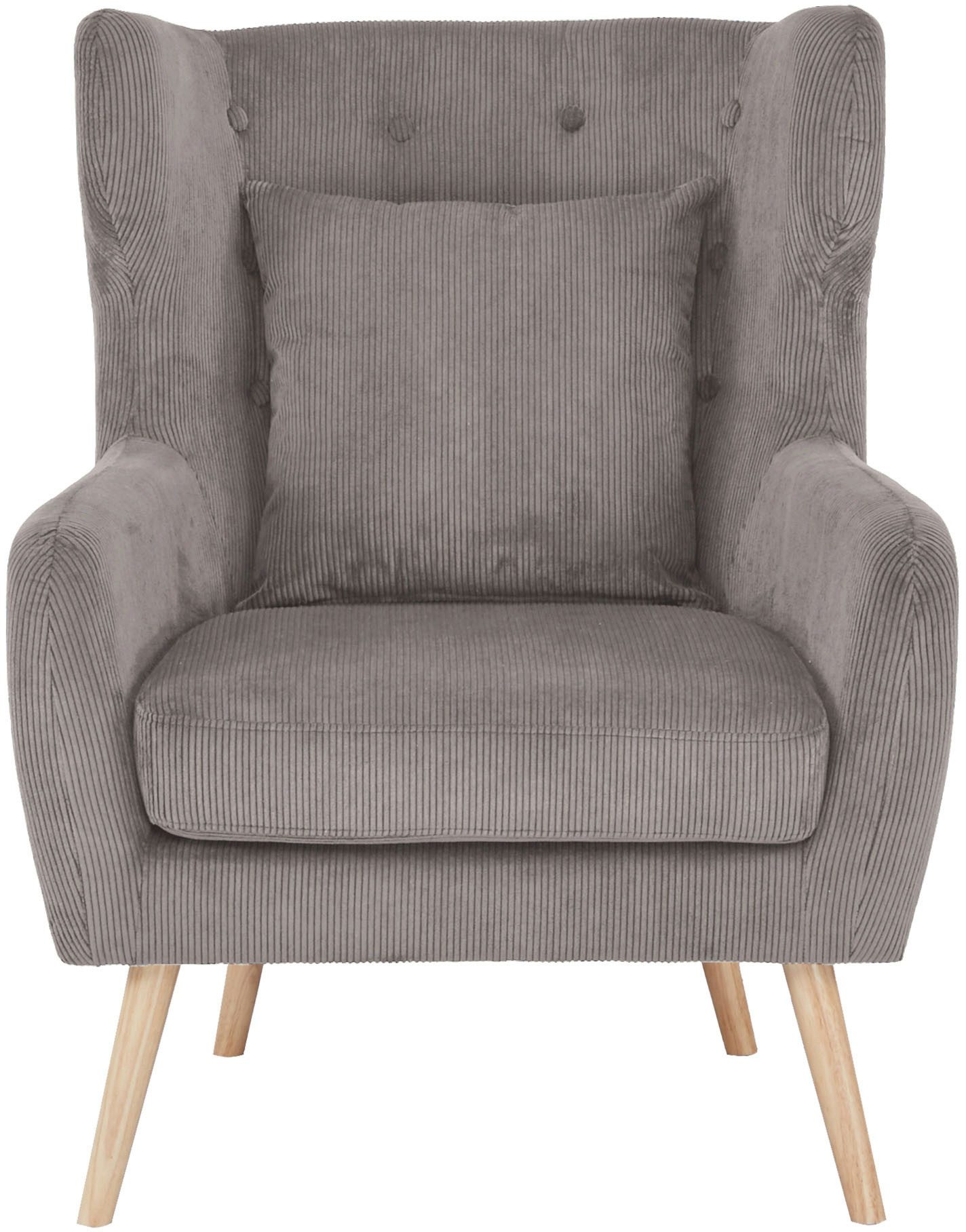 Home affaire Ohrensessel Yamuna, mit Sitzpolsterung, Gestell und Füße aus Massivholz, Sitzhöhe 47 cm