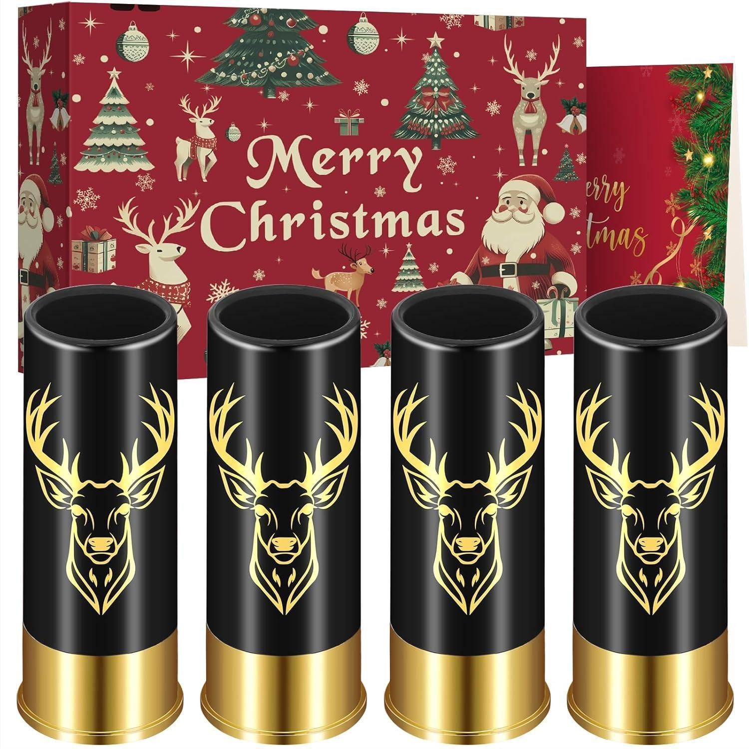 LuxusKollektion Schnapsglas Schnapsgläser Hirschkopf Plastik 4 Stück Geschenkbox 12GA Black