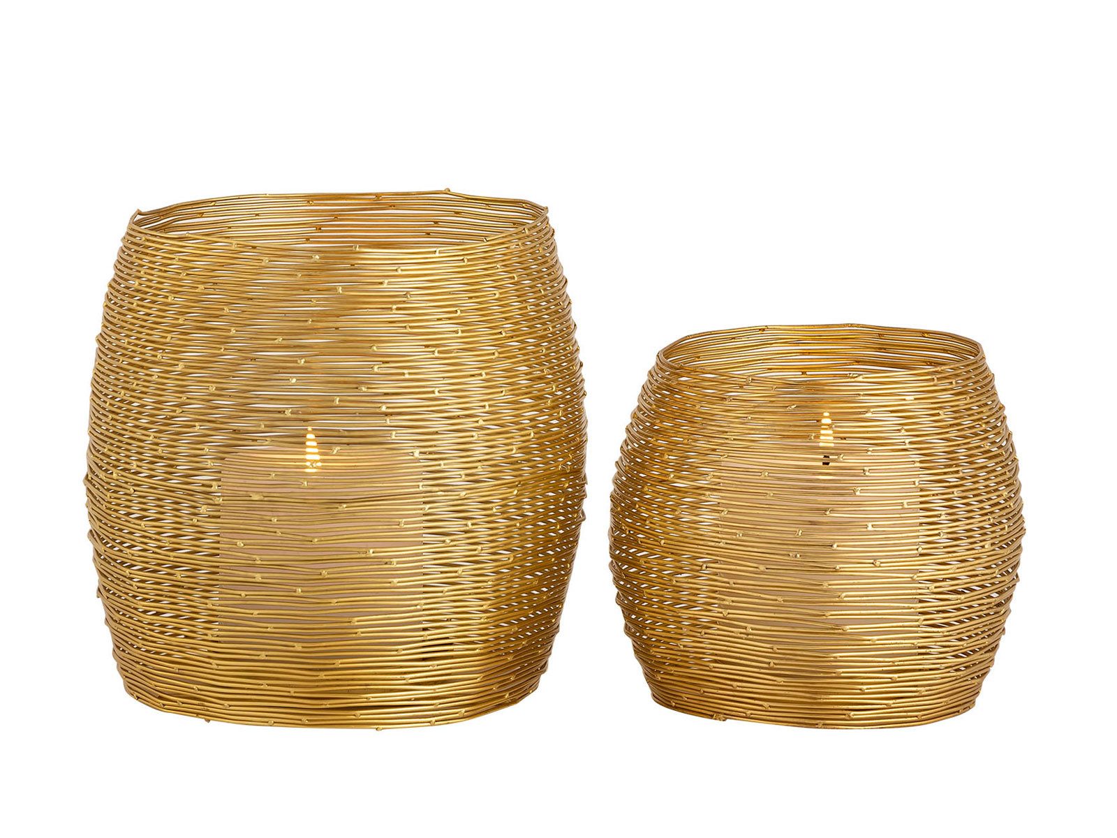 Amagohome Teelichthalter Kerzenständer Set 2-teilig Teelichthalter Windlichter Paris gold o. si (2 St)