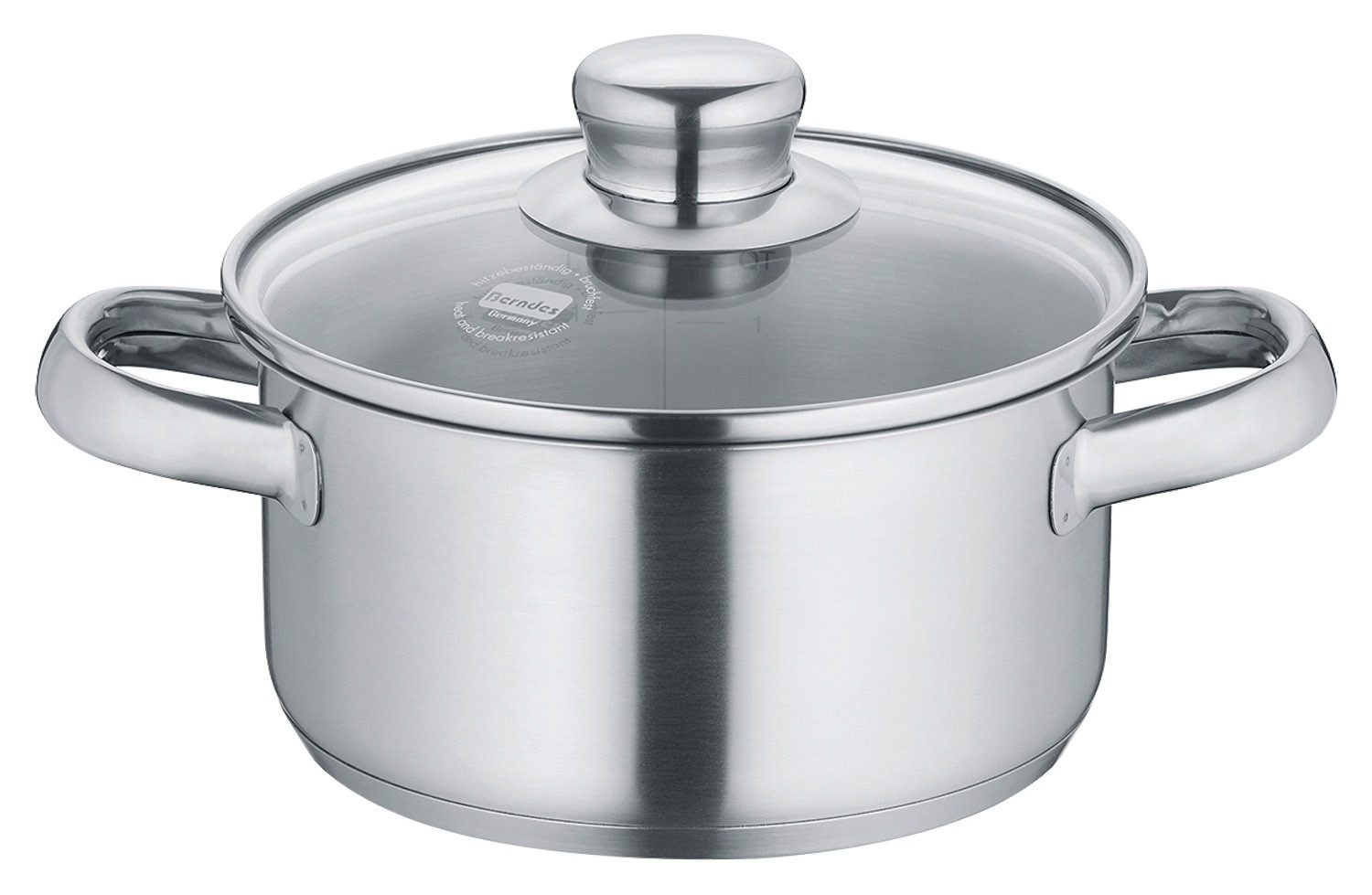 Berndes Bratentopf NEW ROMA, Ø 16 cm, mit Glasdeckel, 1,6 Liter, Edelstahl 18/10, mit Innenskalierung, Hitzebeständig