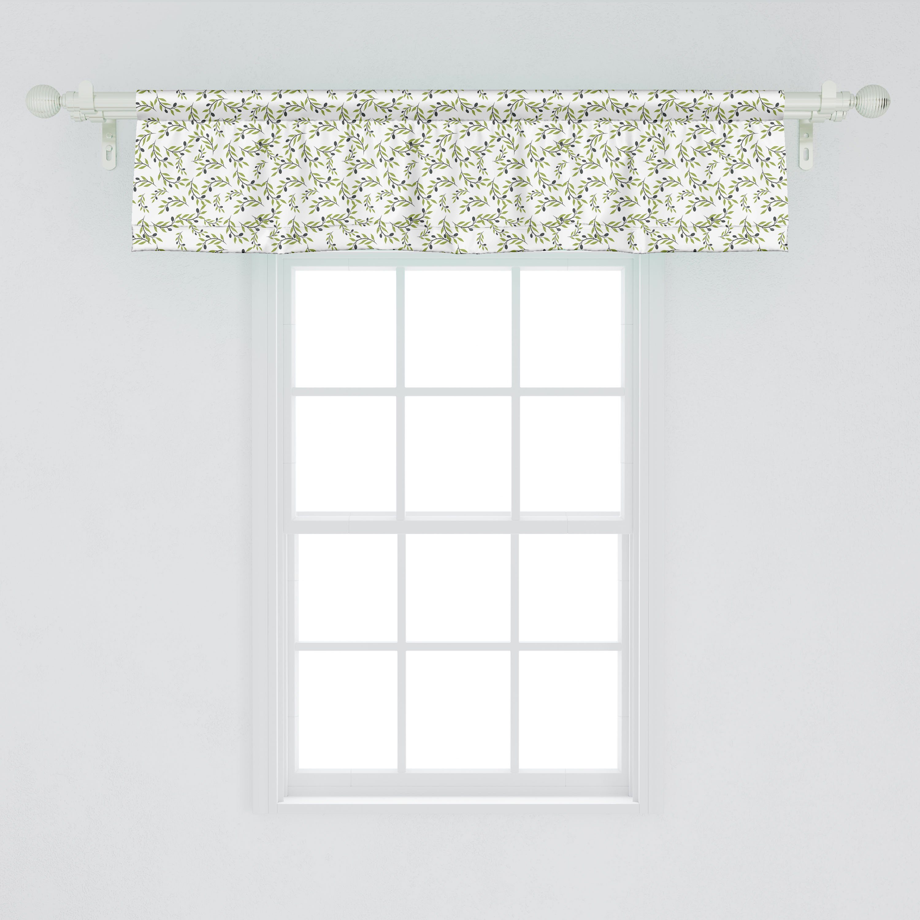 Vorhang Dekor Frieden Schlafzimmer Abakuhaus, Volant Olive für Kunst Scheibengardine Microfaser, Küche Zweige Blätter Stangentasche, mit