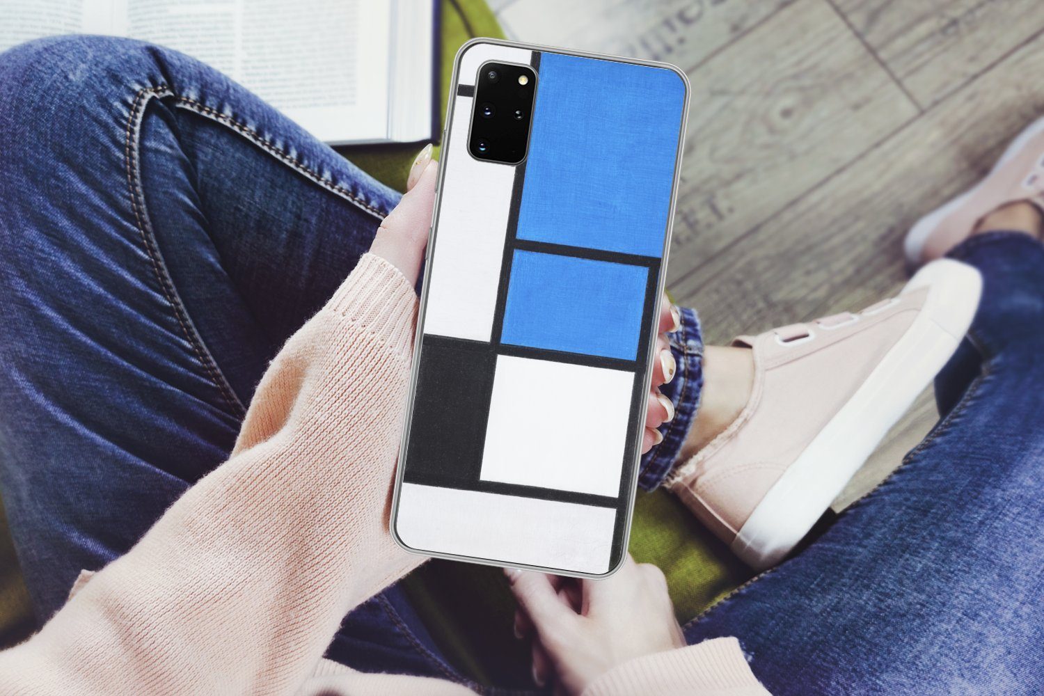 MuchoWow Handyhülle für Samsung Galaxy S20 Plus Komposition mit Blau, Rot, Schwarz, Gelb u, Phone Case, Silikon, Schutzhülle Dünn