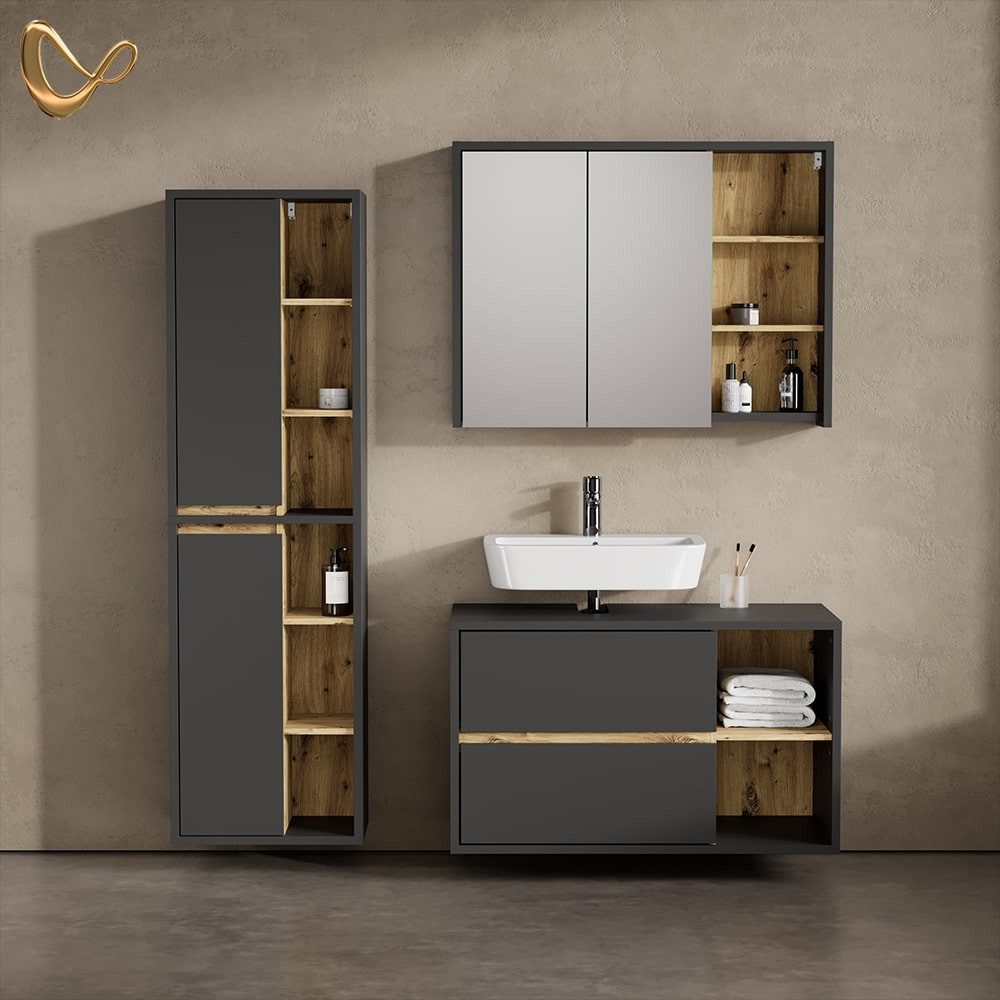 Livinity® Waschbeckenunterschrank Vomano, Anthrazit/Artisan-Eiche, 100 x 60 günstig online kaufen