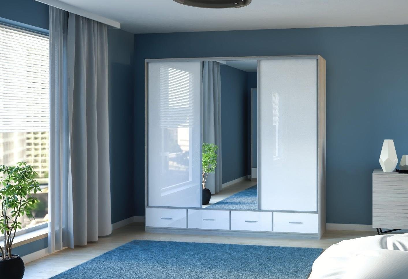 Farbe Weiß Schrank Schlafzimmer Erwachsene Kleiderschrank Kleiderschrank JVmoebel Weiß/Beige Schrankwand