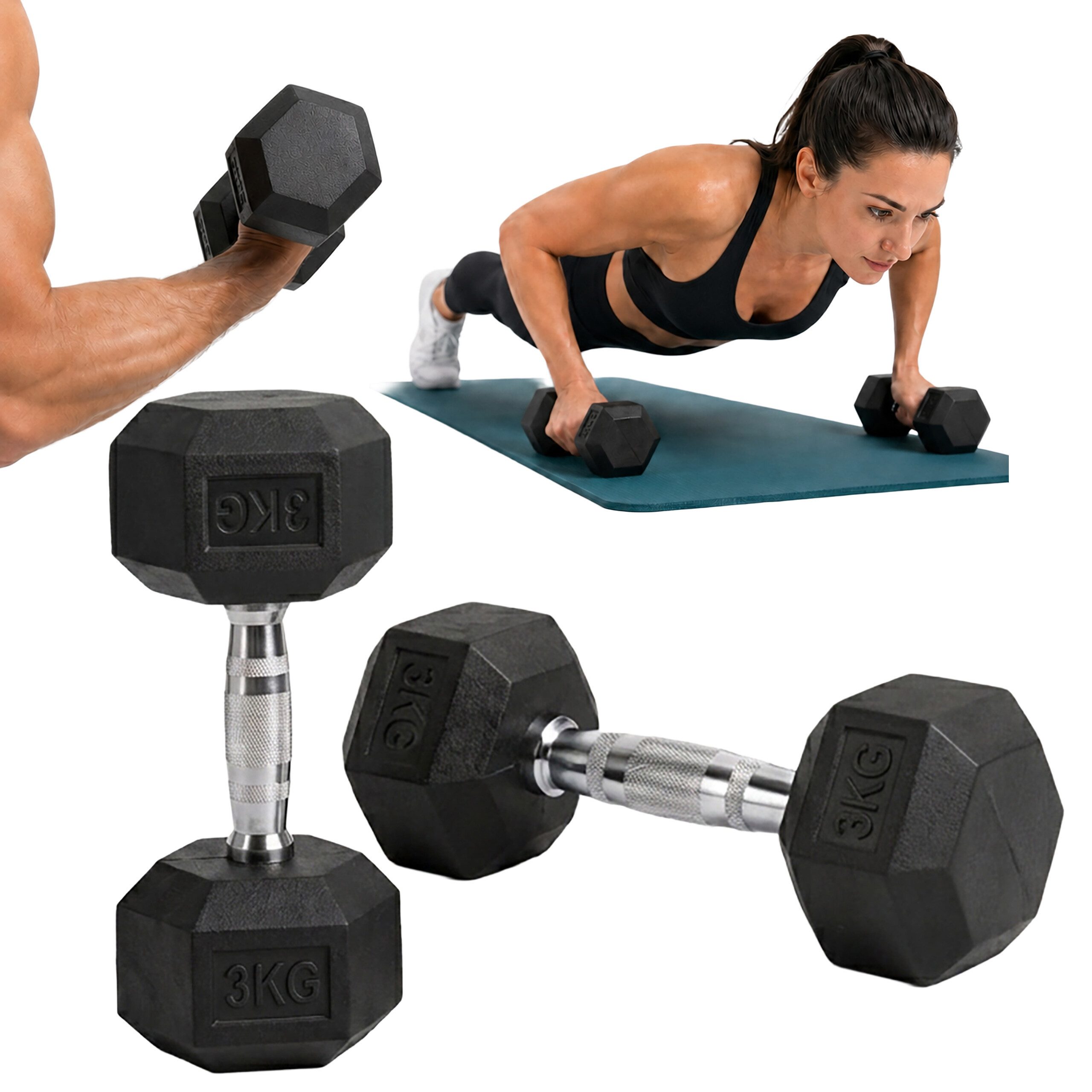 relaxdays Kompakthantel Hanteln 2er Set Gusseisen, 2 x 3 kg
