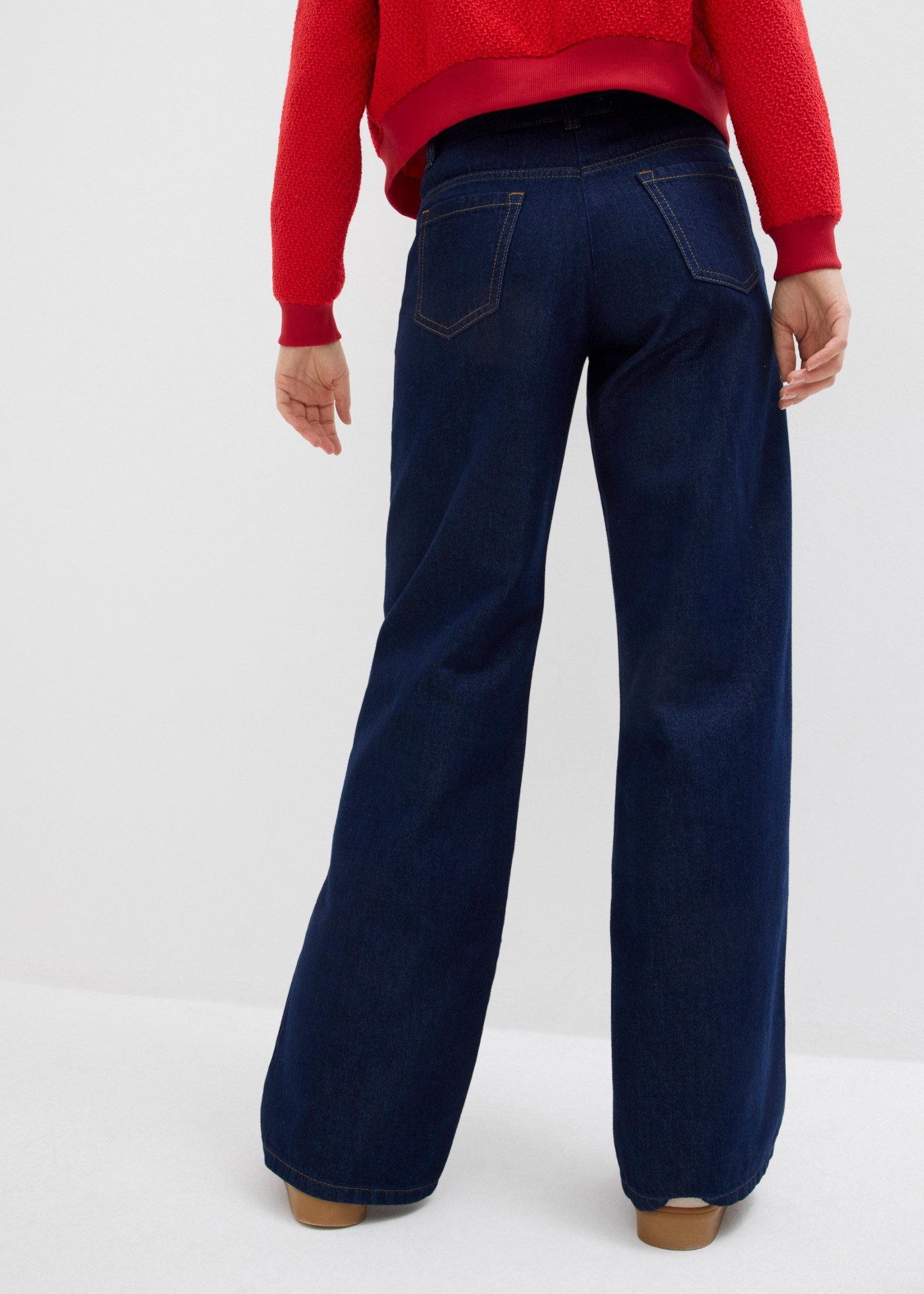 bonprix Weite Jeans lockerer Schnitt, mittlerer Bund, weite Passform