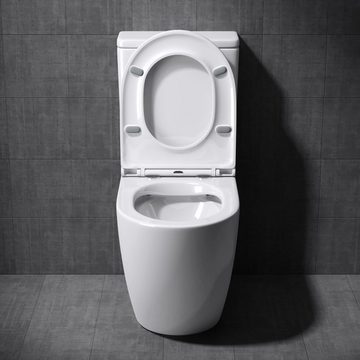 Mai & Mai Tiefspül-WC Keramik spülrandloses-WC bodenstehende-Toilette, Bodenstehend