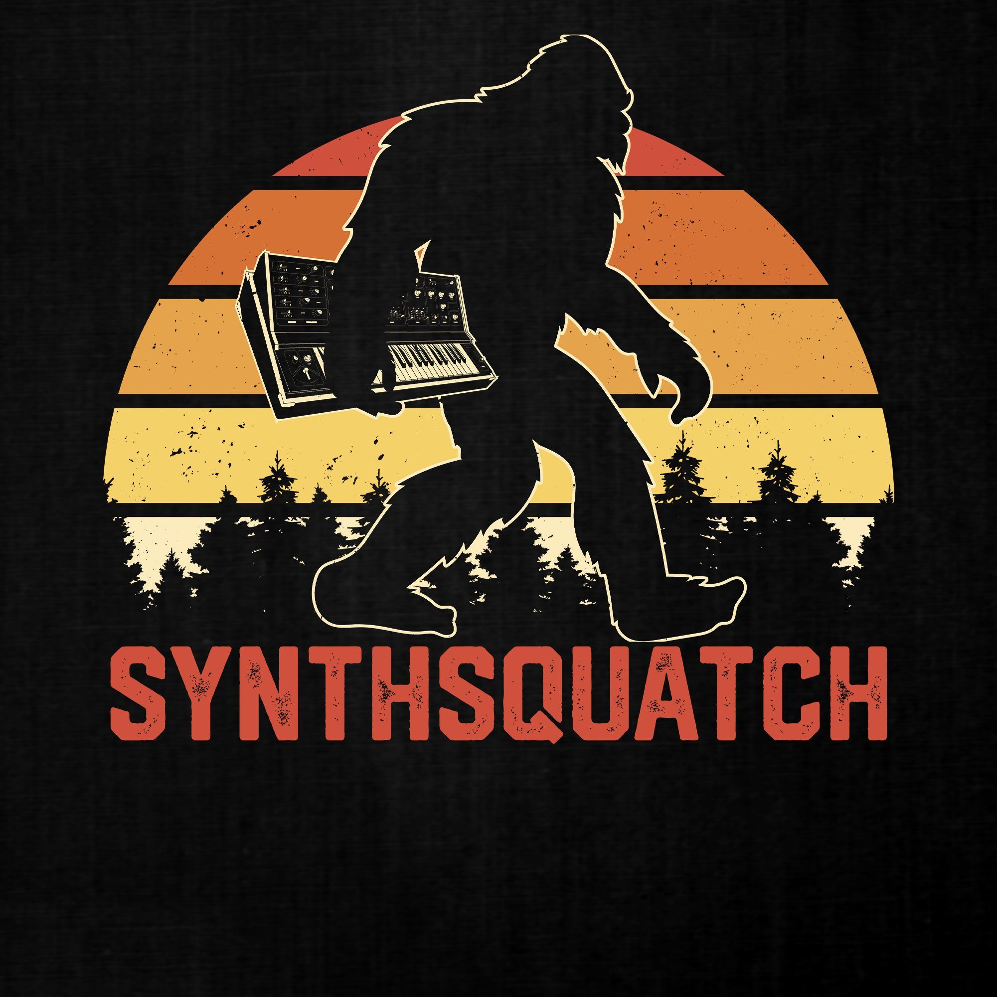 Quattro Formatee Kurzarmshirt Synthsquatsch Herren Schwarz Elektronische Synthesizer (1-tlg) Musiker T-Shirt 