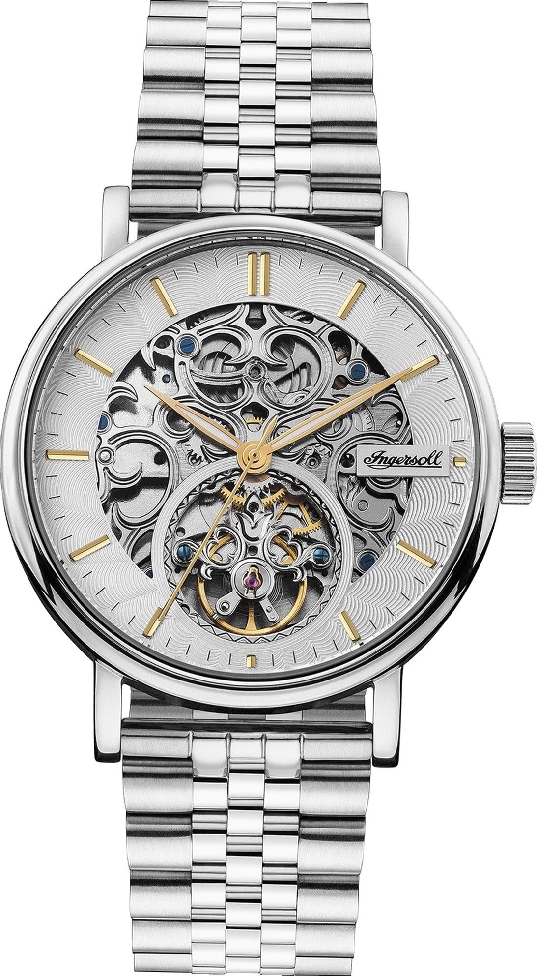 Ingersoll Quarzuhr Ingersoll Herrenuhr Edelstahl silber, (Analoguhr), Herren Armbanduhr rund, Edelstahlarmband silber, Casual