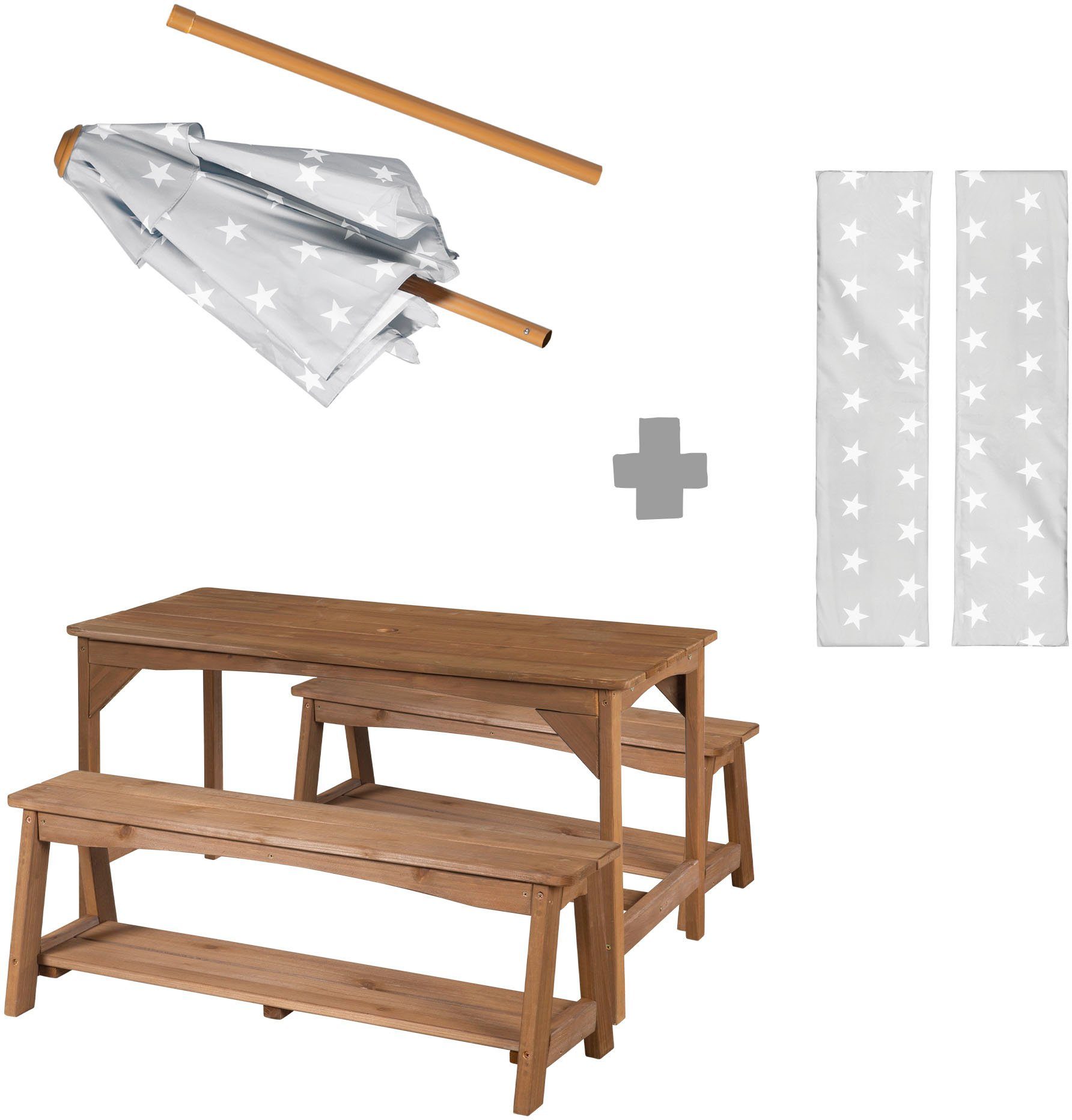 roba® GartenKindersitzgruppe Outdoor+, (Set, 3tlg), Tisch und 2 Bänke