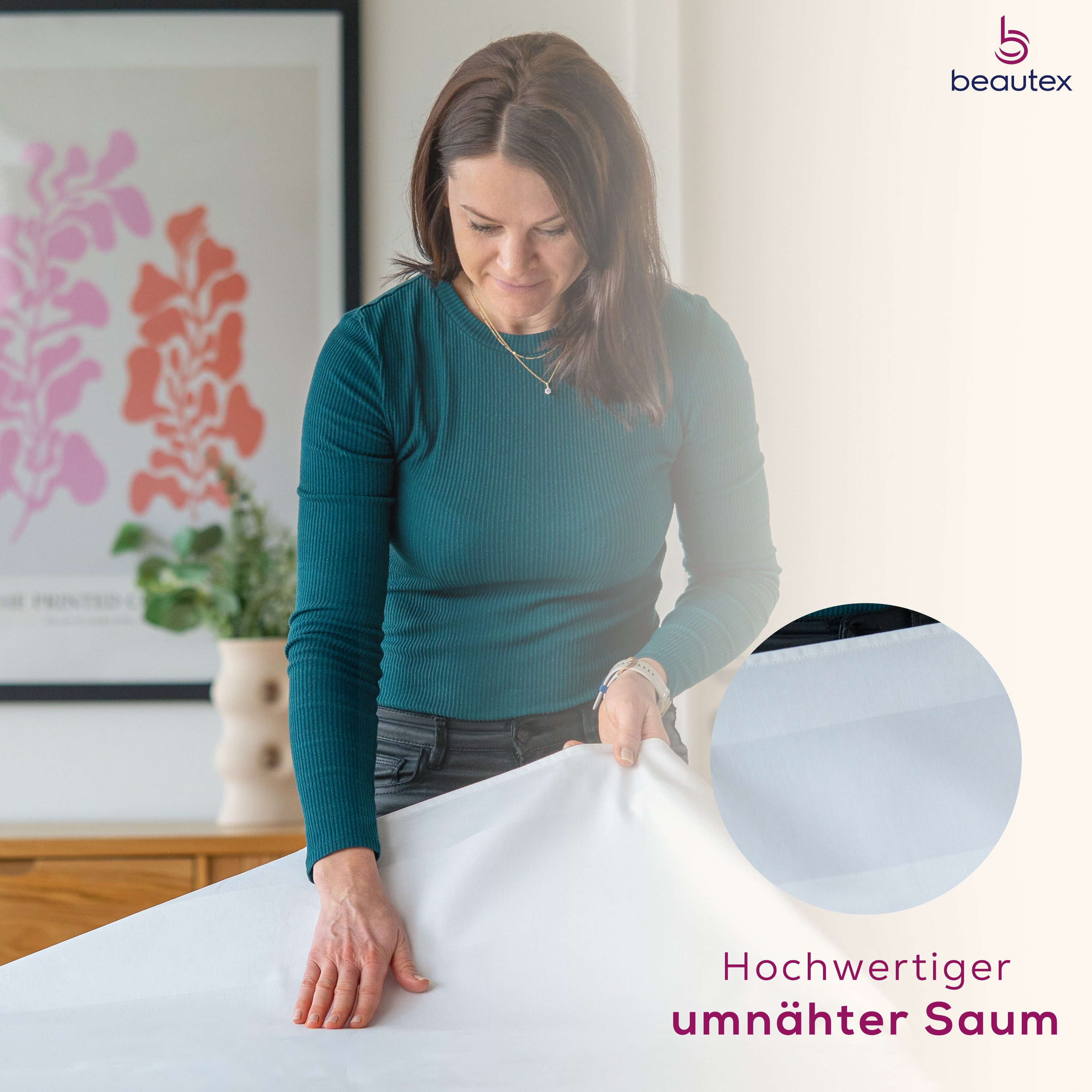 Beautex Tischdecke Damast Tischwäsche 100% Baumwolle, Vollzwirn, Gastronomie (1-tlg), Mercerisierte Vollzwirn-Qualität, 205 g/m², kochfest bis 95 °C – Bild 4 von 5