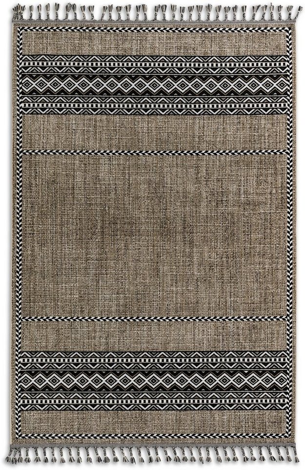 Teppich Ravenna 6634 225, ASTRA, rechteckig, Höhe: 5 mm, eleganter  Kurzflorteppich mit Fransen