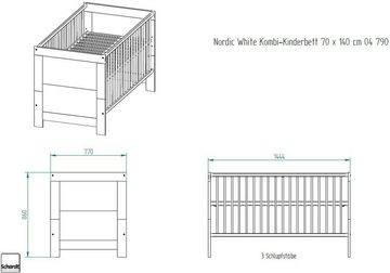 Schardt Babyzimmer-Komplettset Nordic White, (Set, 3-St., Kinderbett, Schrank, Wickelkommode), Made in Germany; mit Kinderbett, Schrank und Wickelkommode