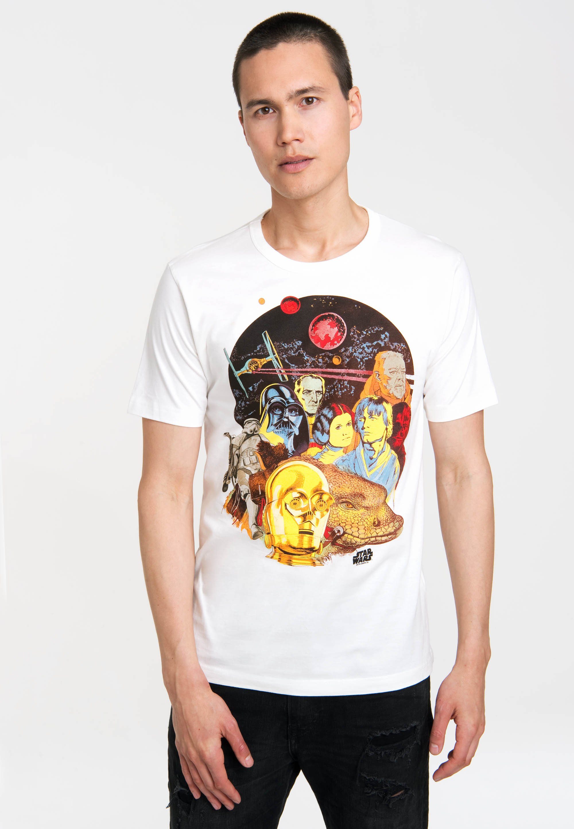 Star Wars hochwertigem T-Shirt mit Siebdruck LOGOSHIRT