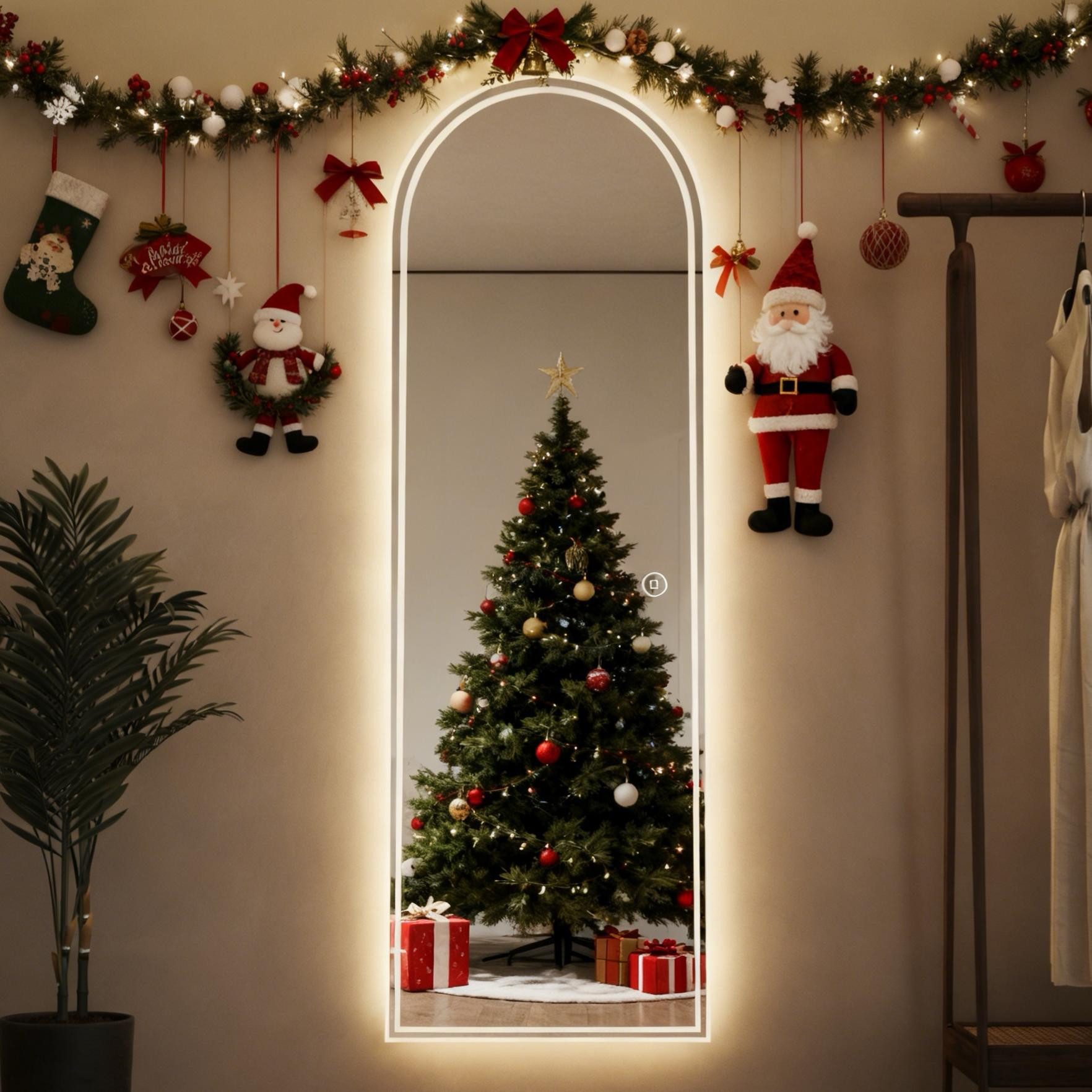 WDWRITTI Зеркало в полный рост Led 165x60 165x50 150x50 140x40cm Зеркало Wandspiegel mit Beleuchtung (Flurspiegel Rund Bogen modern, für Schlafzimmer, Wohnzimmer, Flur, Garderobe, Hotel), 3Lichtfarben, Dimmbar, Speicherfunktion