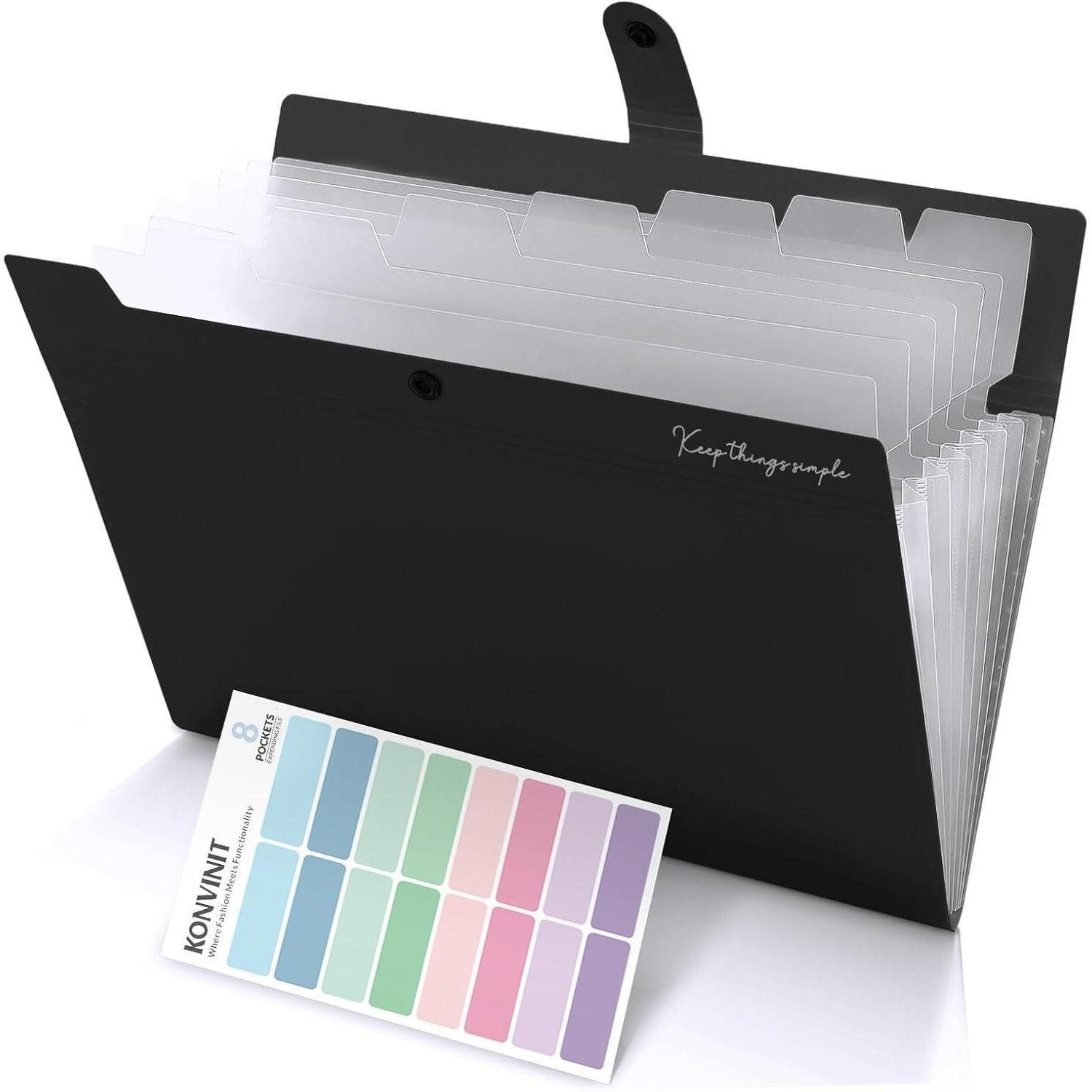 LuxusKollektion Fächermappe Dokumentenmappe Fächermappe Organizer A4 8 Tasche Schwarz