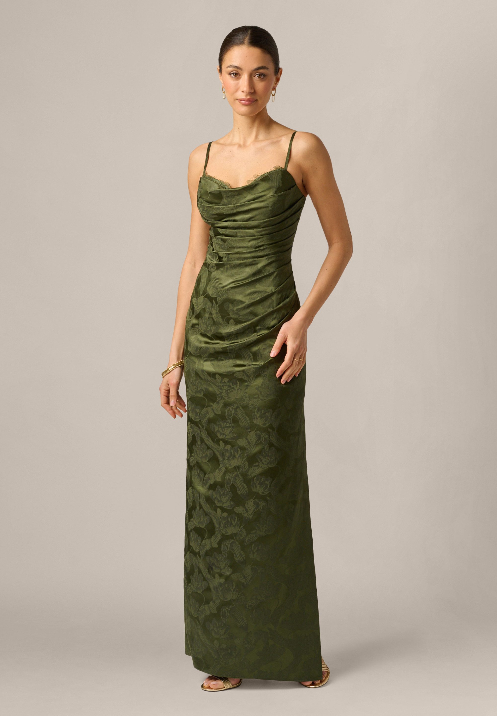 Adrianna Papell Abendkleid Woven Jacquard Long Dress Elegantes, weiches Jacquard-Etuikleid