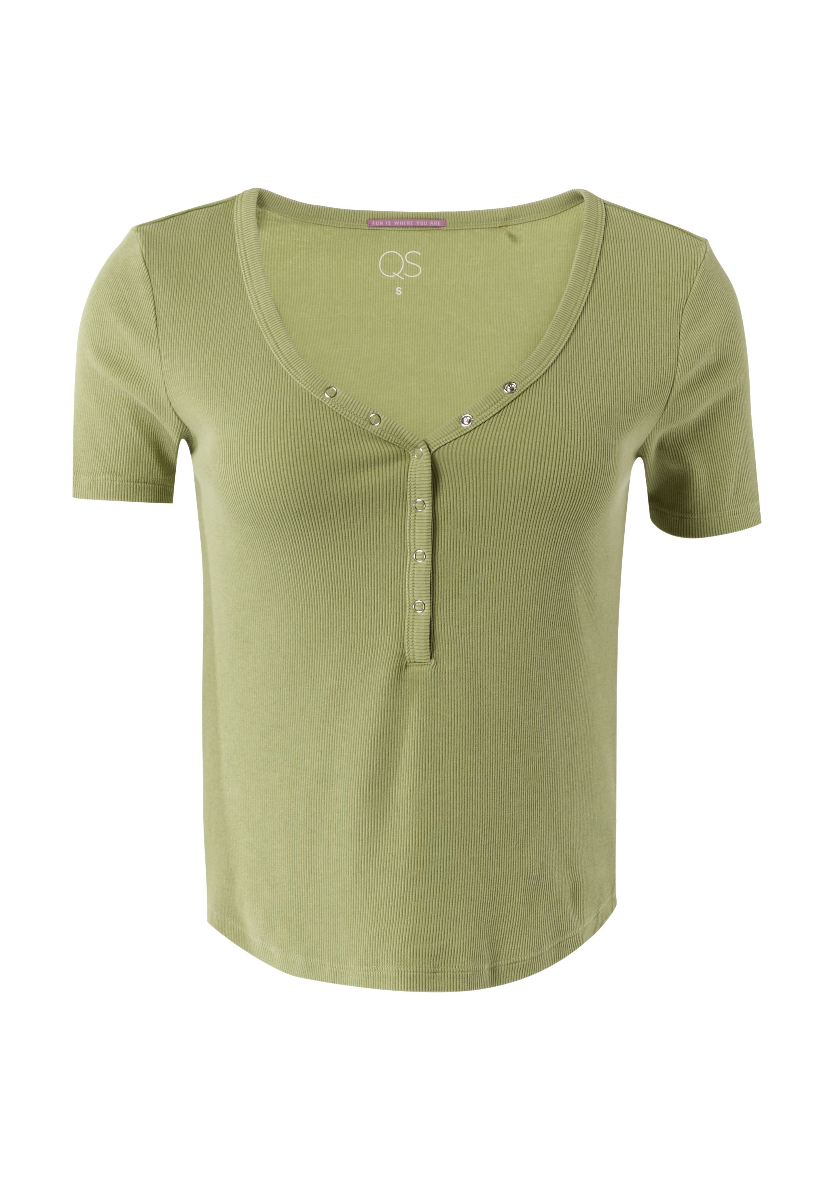 QS Kurzarmshirt Verkürztes T-Shirt aus Rippware günstig online kaufen