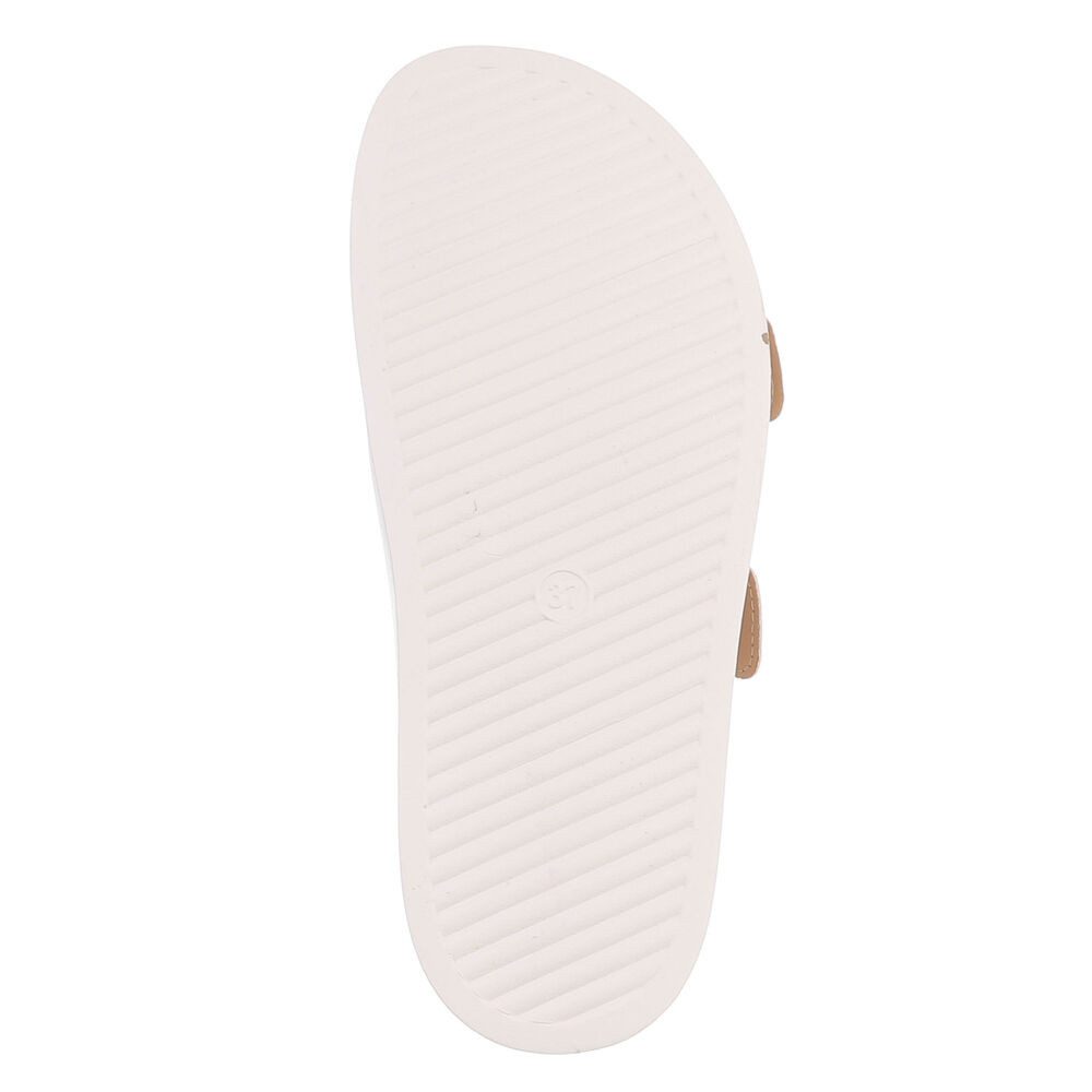 Ital-Design Damen Freizeitsandale mit Schnallen und Fußbett Pantolette (91970988) Flach Pantoletten in Weiß