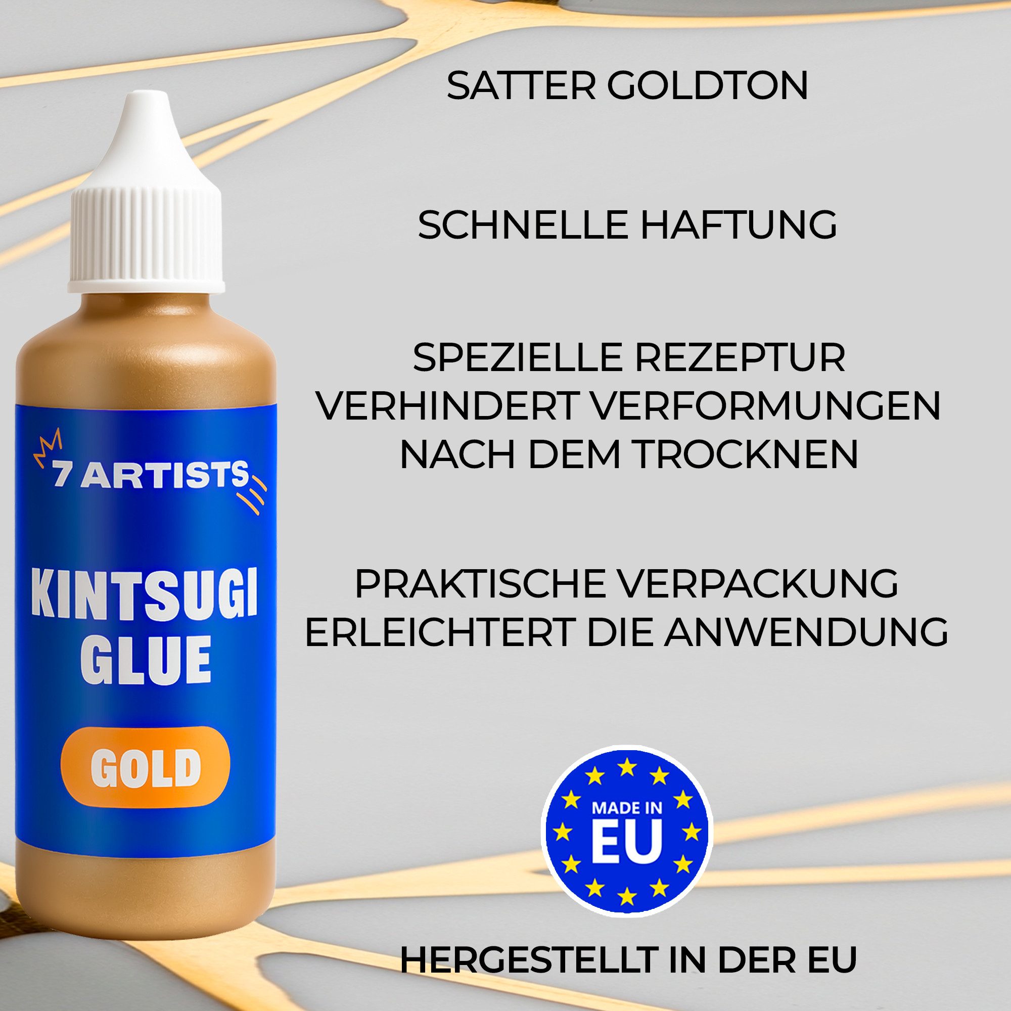 7 Artists Bastelkleber 7 Artists Kintsugi Kleber - Gold Keramik Porzellan Reparatur Deko, 80 ml – Bild 5 von 5