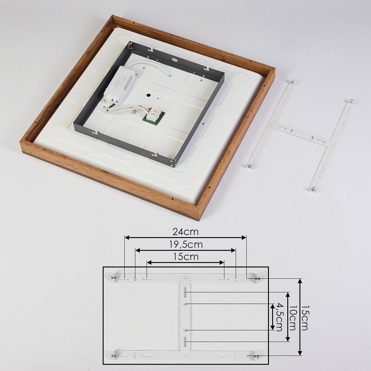 Lumen, Kelvin, Watt, 3000 Schwarz/Weiß/Holzoptik, Deckenleuchte MDF, hofstein flachem Metall, modernes aus 24 »Vacil« Deckenlampe Deckenpanel eckige Design in 2100