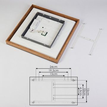 hofstein Deckenleuchte »Vacil« modernes Deckenpanel aus Metall, MDF, Schwarz/Weiß/Holzoptik, 3000 Kelvin, 24 Watt, 2100 Lumen, eckige Deckenlampe in flachem Design