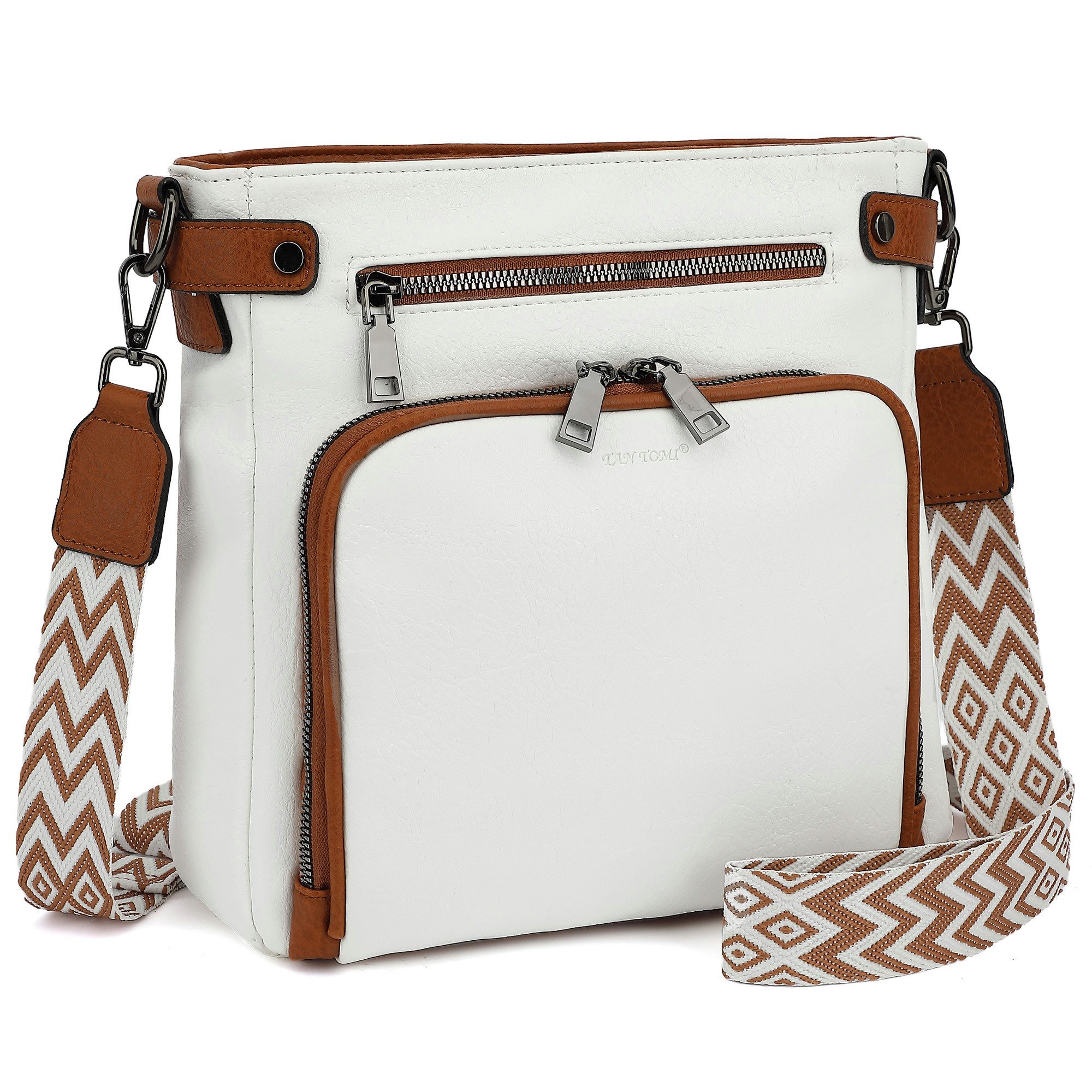 TAN.TOMI Schultertasche Handtasche damen mittelgroß Umhängetaschen crossbody bag, Retro leder PU damentaschen mit breitem gurt handtaschen
