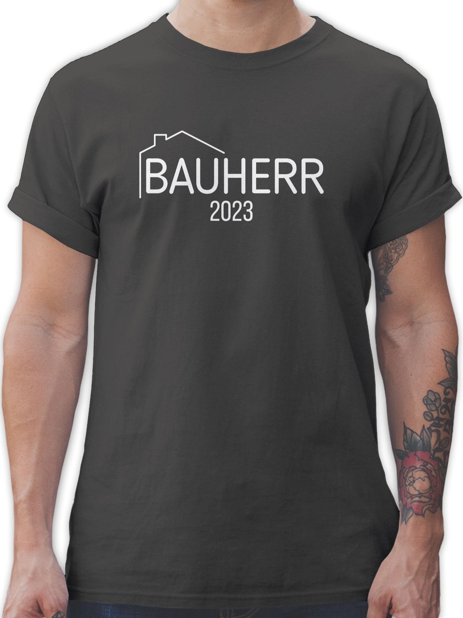 Shirtracer T-Shirt Bauherr 2023 weiß Herren & Männer Geschenke 03 Dunkelgrau