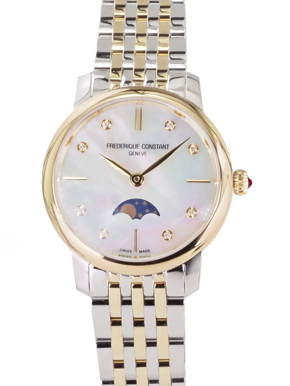 Frederique Constant Schweizer Uhr FC-206MPWD1S3B CLASSICS SLIMLINE LADIES MOONPHASE Classic Slimline Ladies Moonphase, Mondphasenanzeige