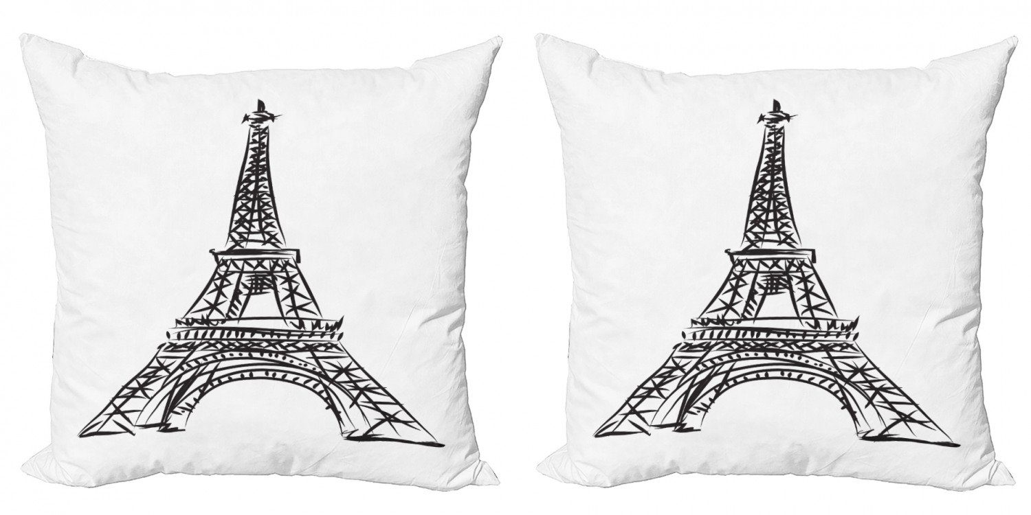 Berühmter Modern Digitaldruck, Accent Stück), (2 Kissenbezüge europäischer Turm Abakuhaus Eiffelturm Doppelseitiger