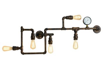 LUCE Design LED Wandleuchte, LED wechselbar, warmweiß, innen, ausgefallene Treppenhaus Industrial Rohr Lampe flach Rost 114cm