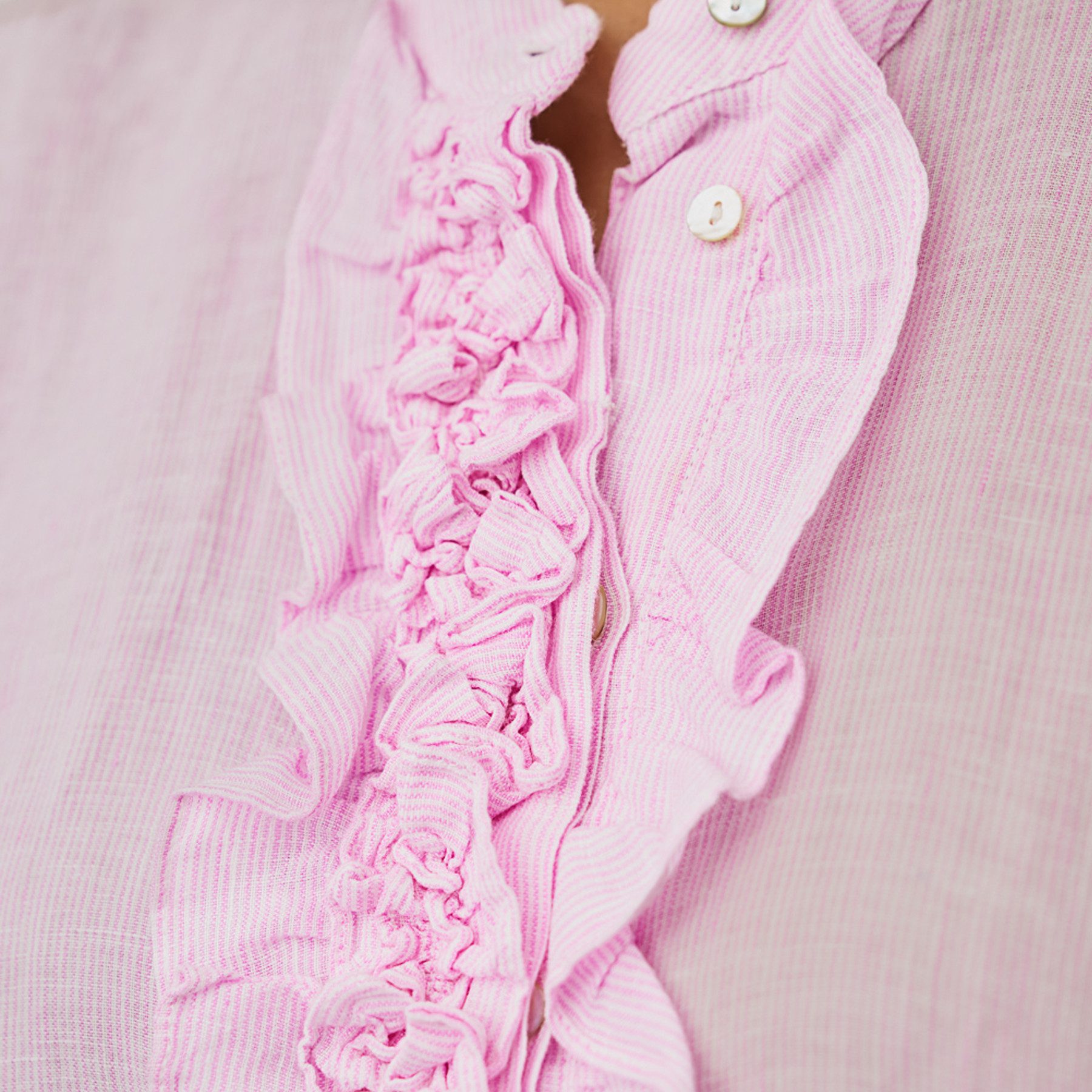 0039 Italy Langarmbluse 0039 ITALY Bluse DAISY mit Leinen - Rosa