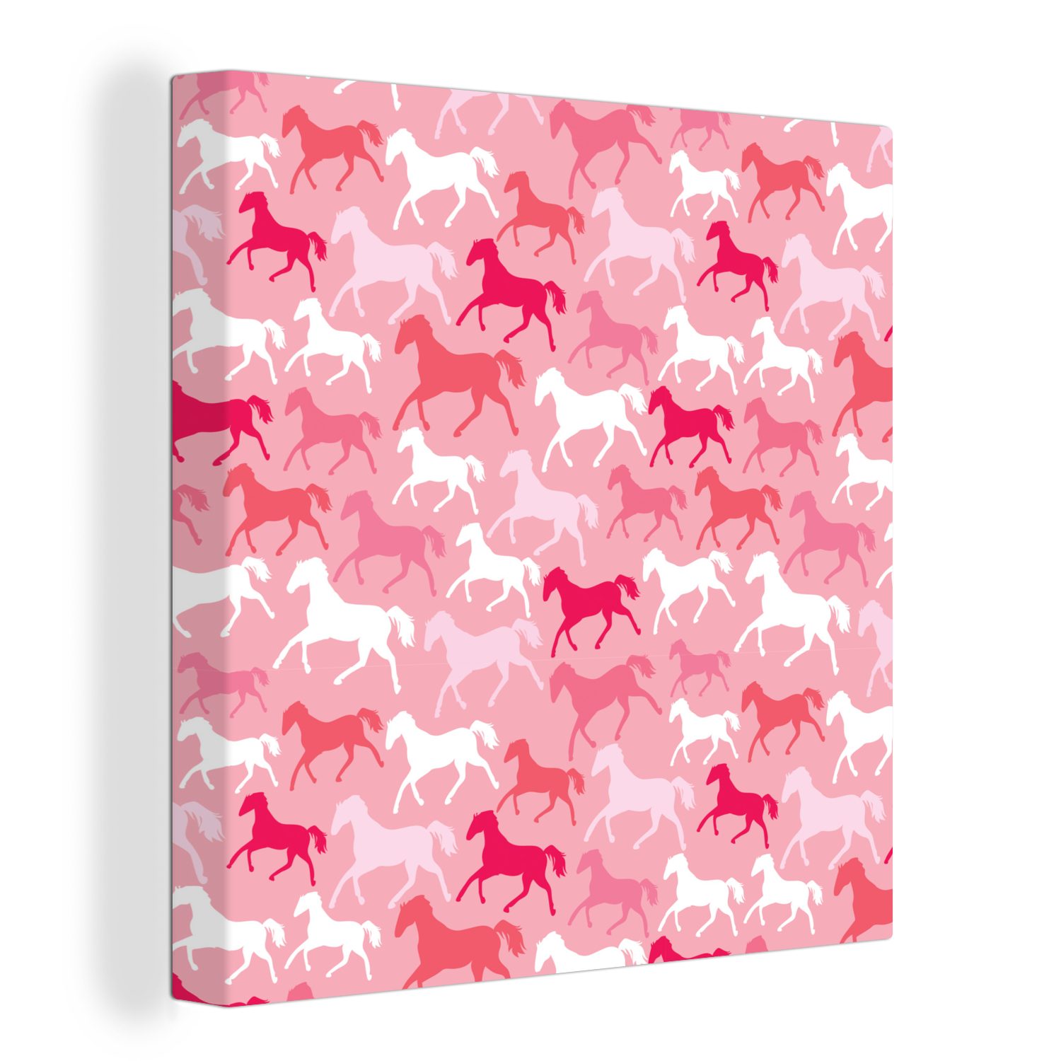 OneMillionCanvasses® Leinwandbild für Mädchen Mädchen, Pferde - (1 Leinwand - - St), Wohnzimmer - - Muster Rosa Kinder Schlafzimmer Bilder
