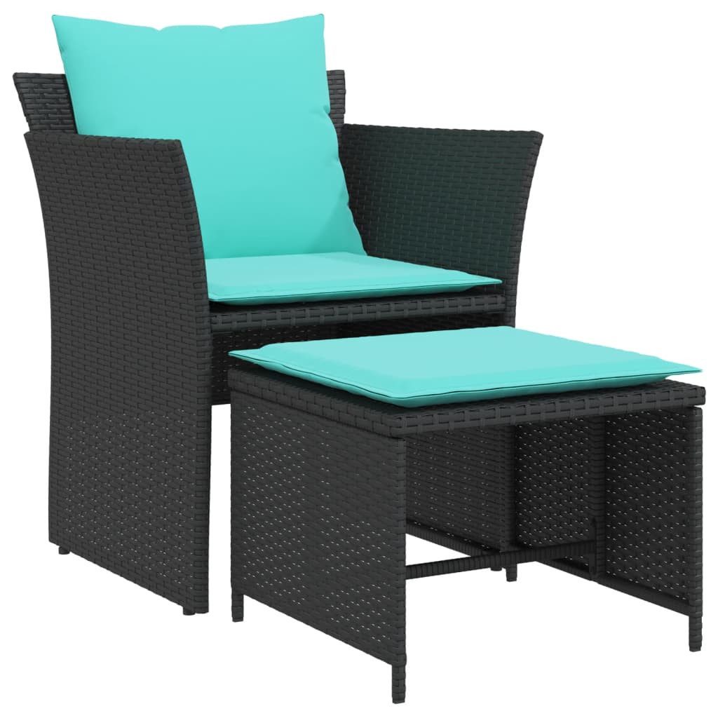 vidaXL Gartenlounge-Set Gartenstuhl mit Fußhocker Schwarz günstig online kaufen